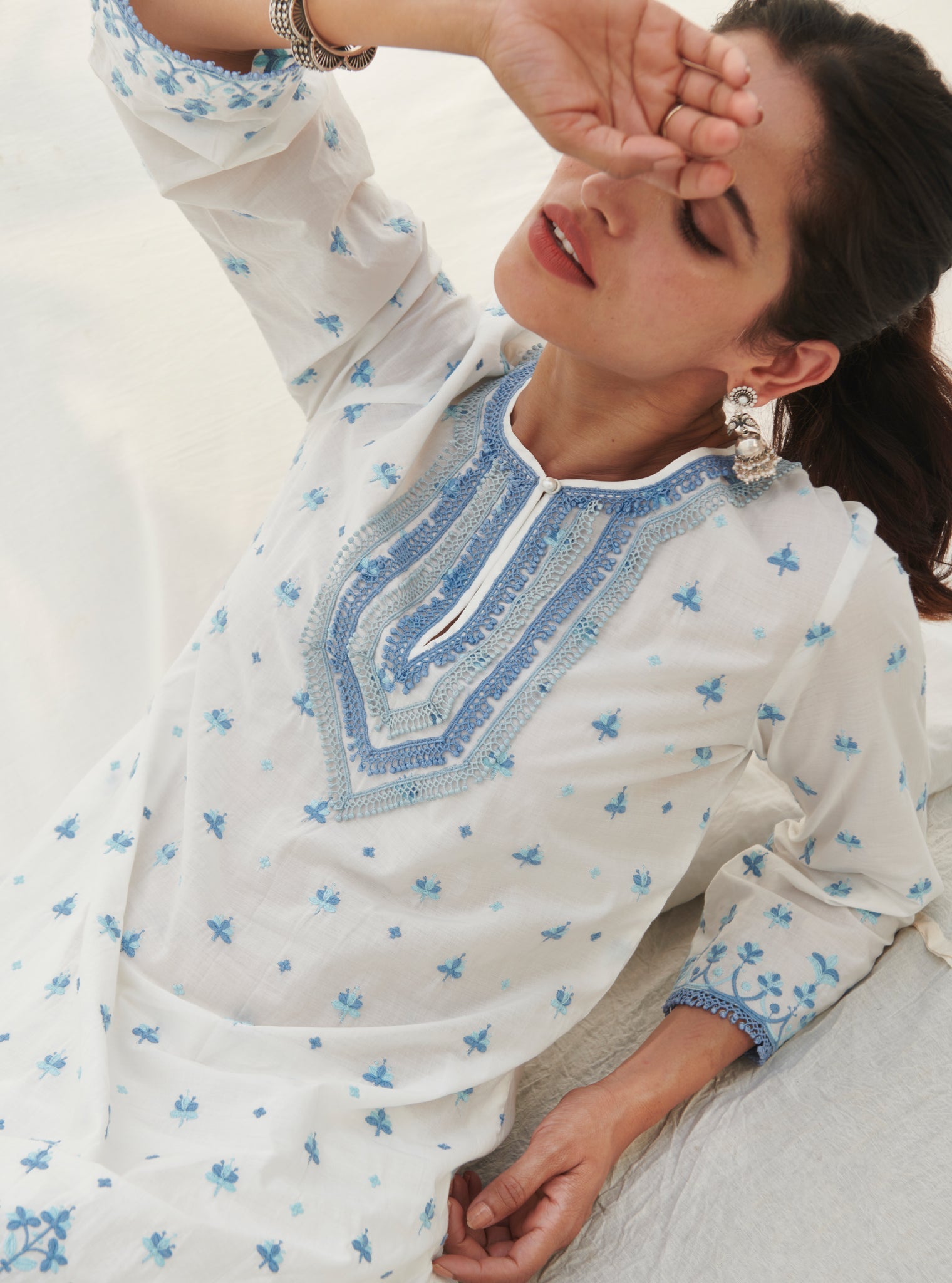 Mulmul Supima Cotton Miramar White kurta