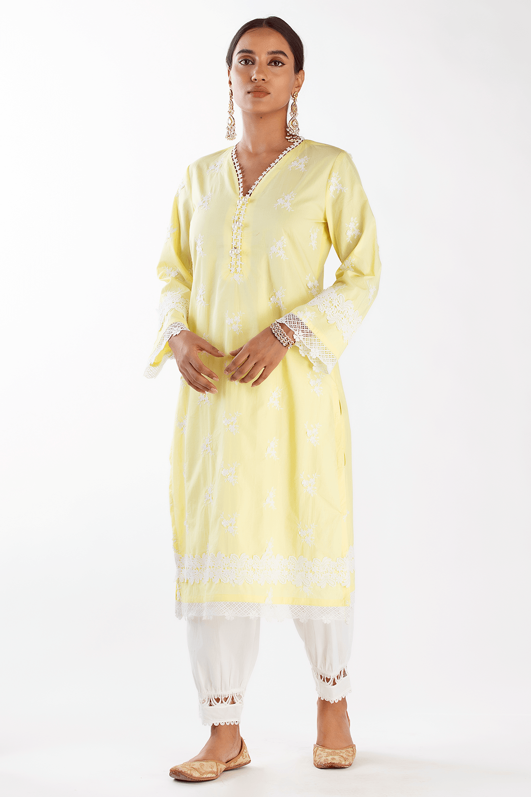 Mulmul Supima Cotton Mist Yellow Kurta