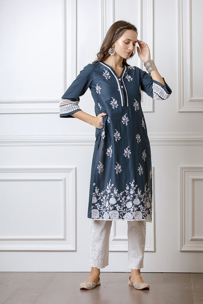 Amber Navy Kurta Set