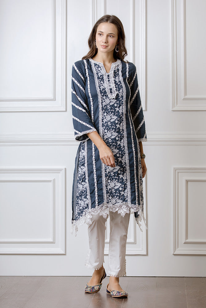Zinnia Kurta and Double Lace Pyajama