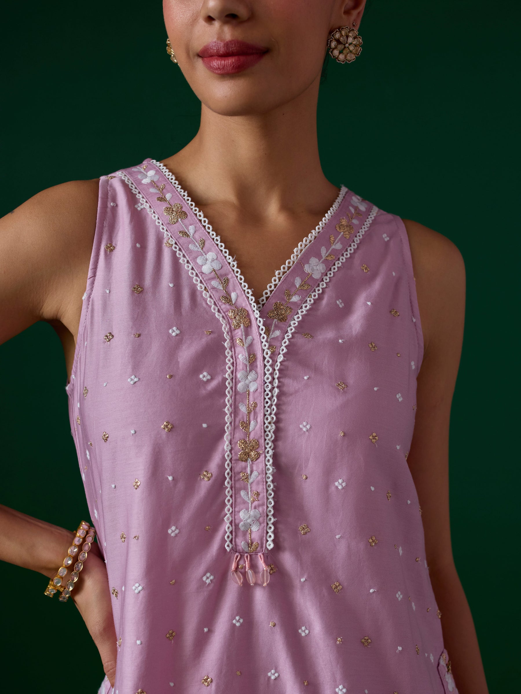 Novie Pima Satin Pink Kurta Set