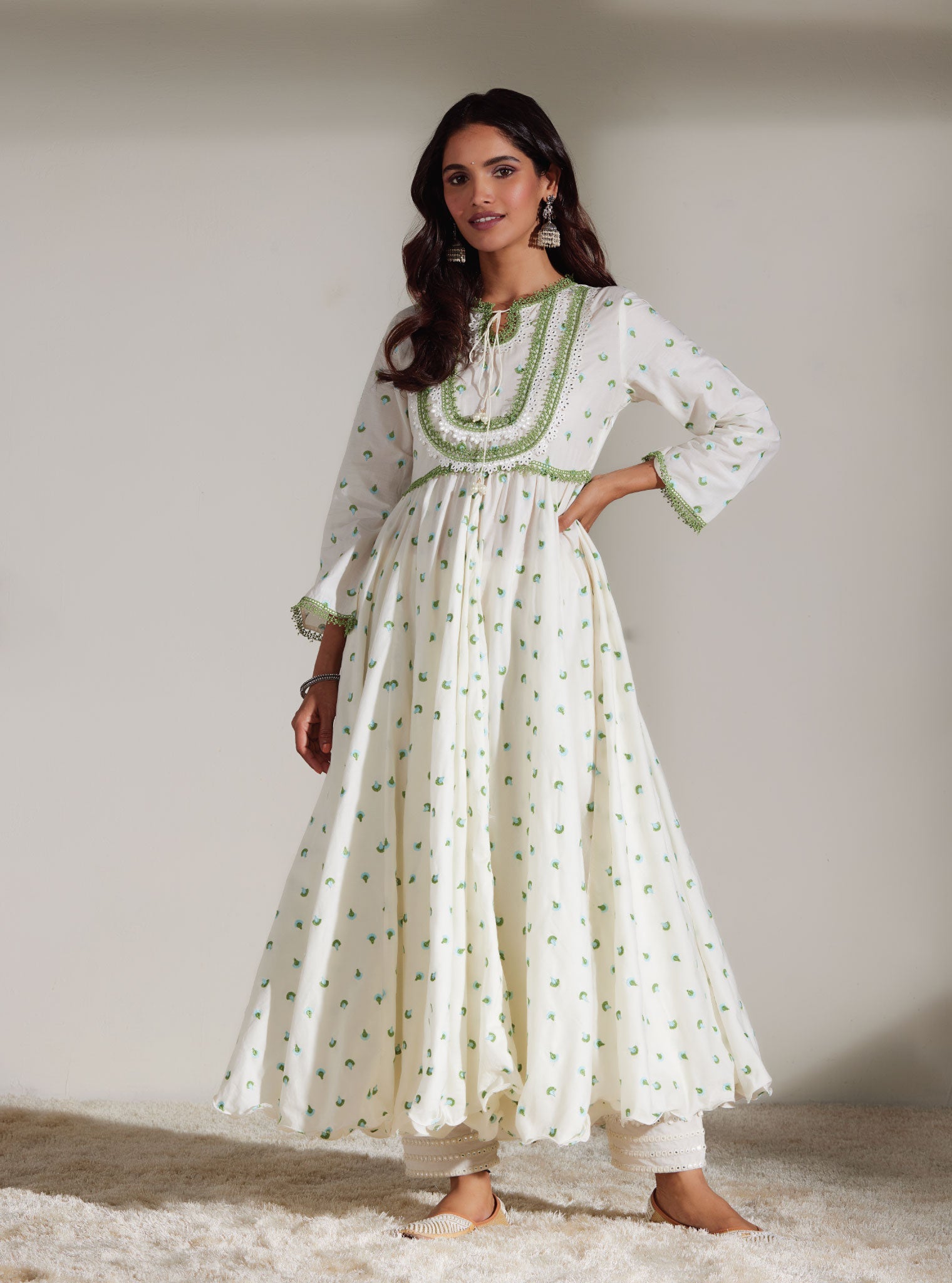 Mulmul Supima Cotton Nadine Anarkali Kurta