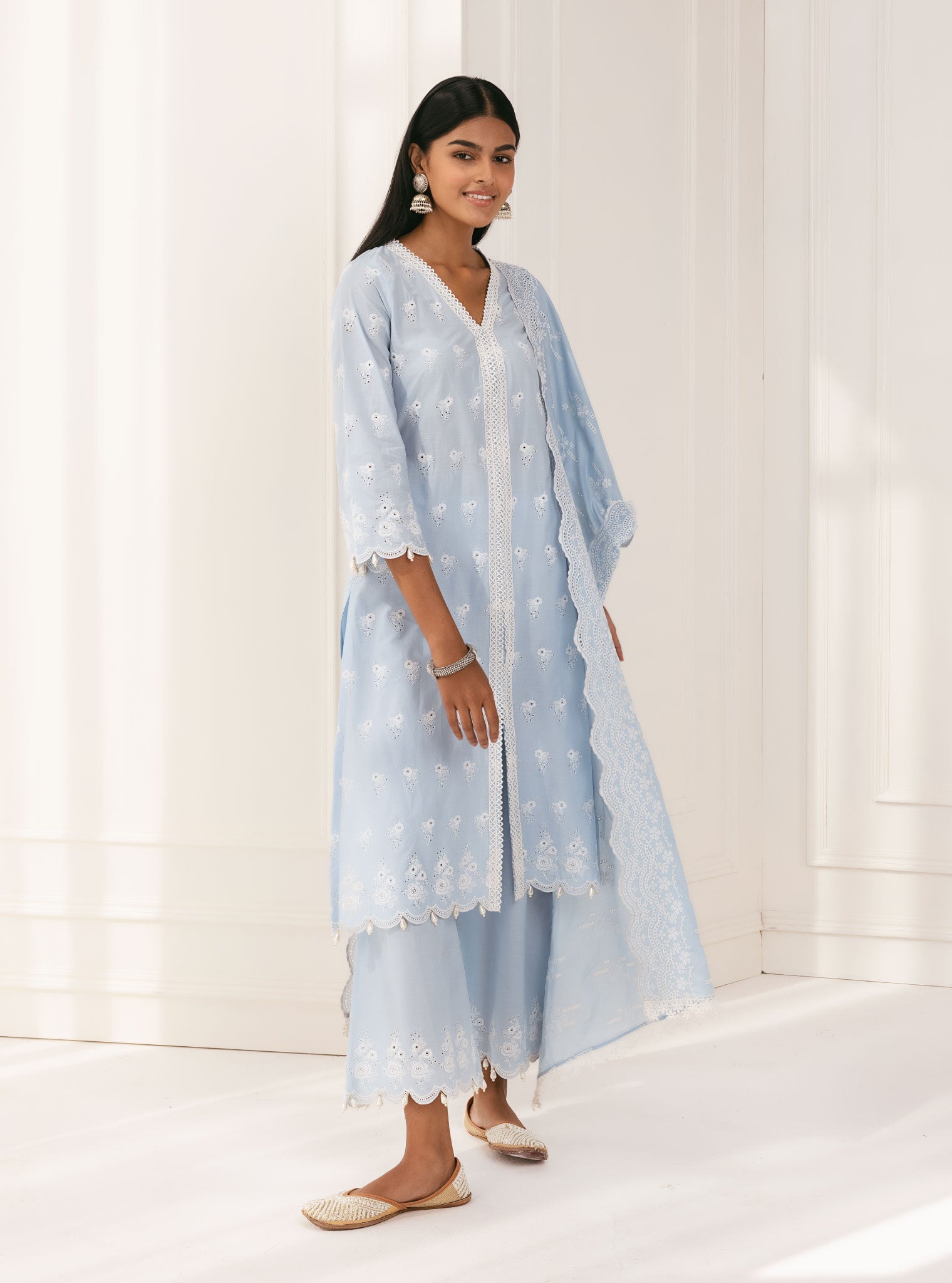 Mulmul Supima Cotton Nitoi Blue Palazzo