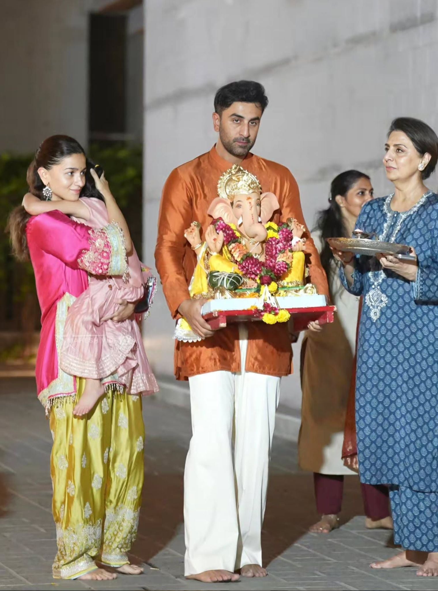 Shvi Cupro Satin Fuchsia Kurta With Farshi Salwar