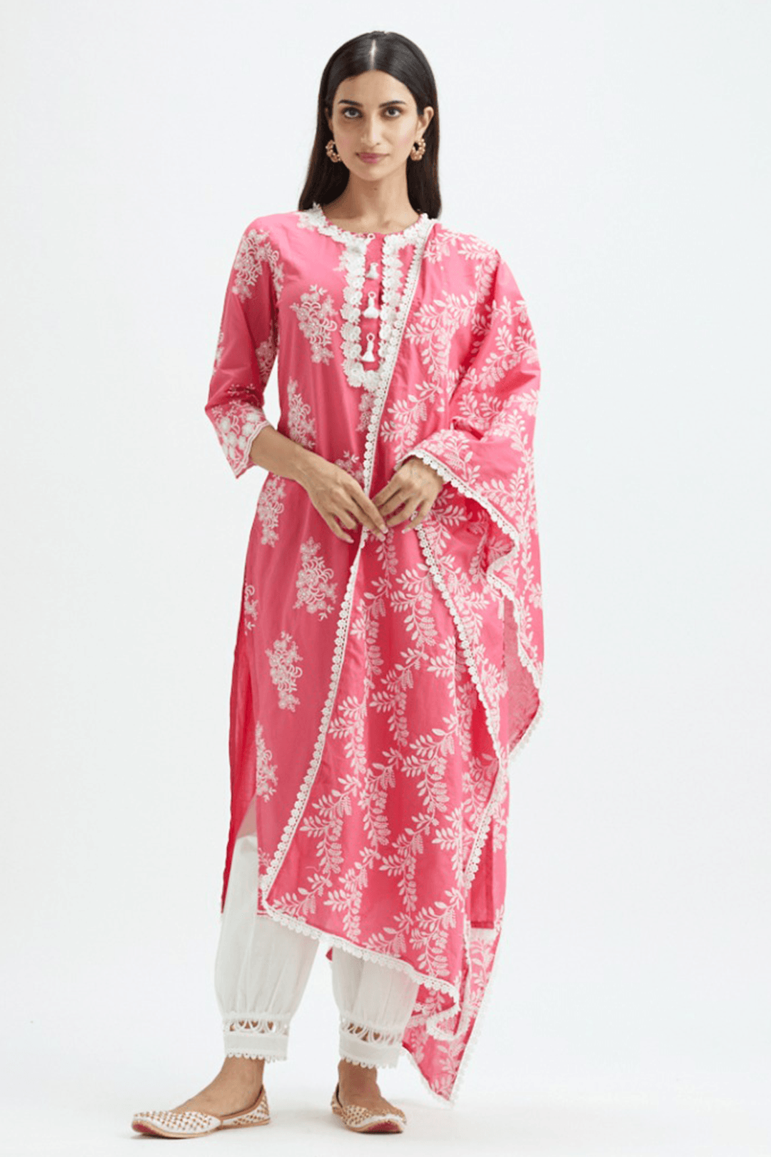 Mulmul Supima Cotton Sirius Fuchsia Dupatta