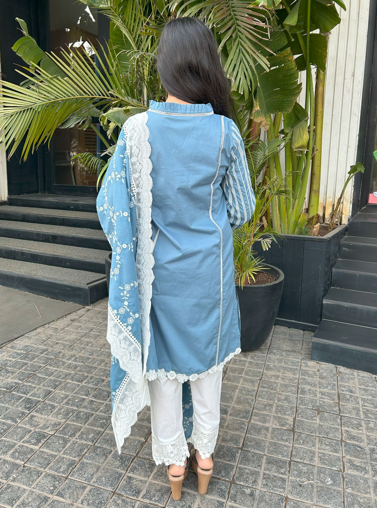 Mulmul Supima Cotton Malani Denim kurta