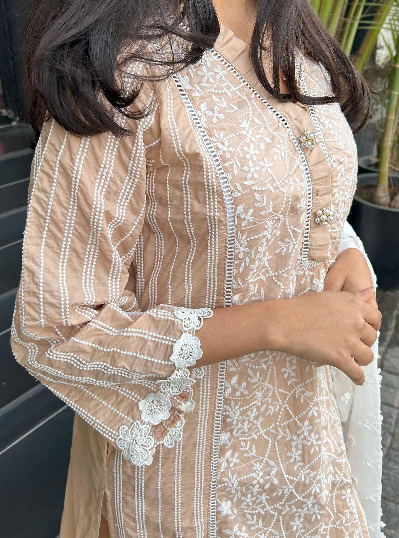 Mulmul Supima Cotton Malani Beige kurta