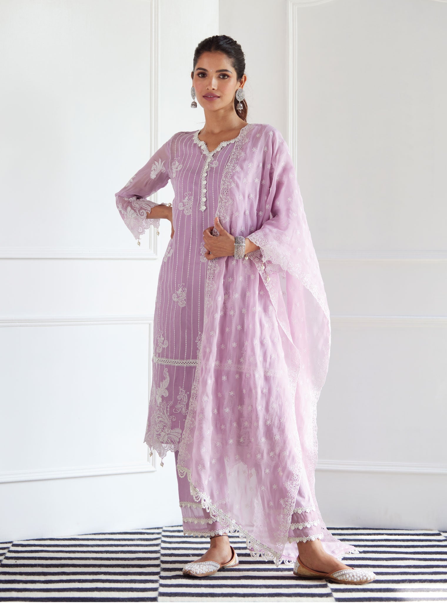 Mulmul Supima Cotton Fedora Lilac Dupatta