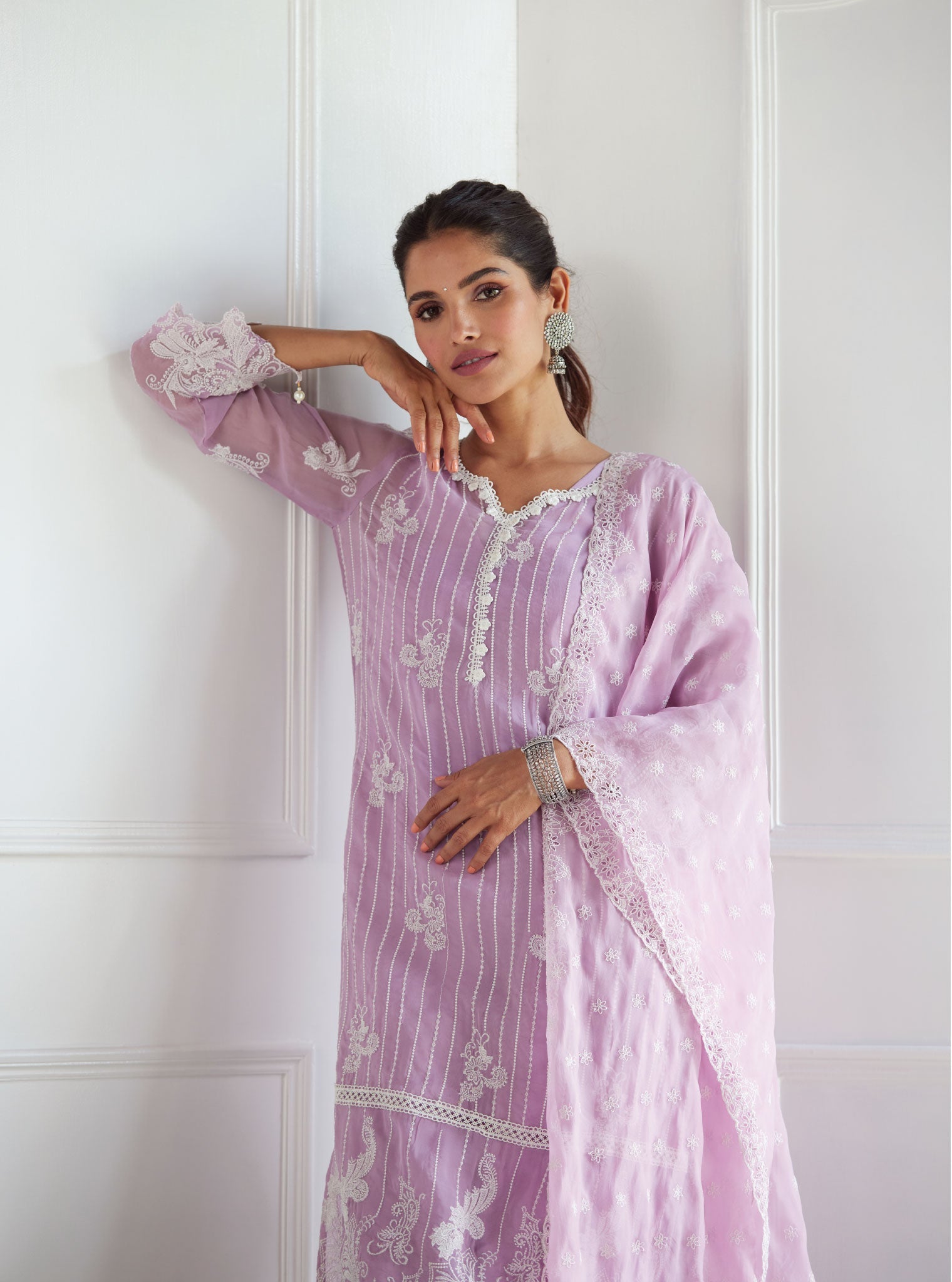 Mulmul Supima Cotton Fedora Lilac Dupatta