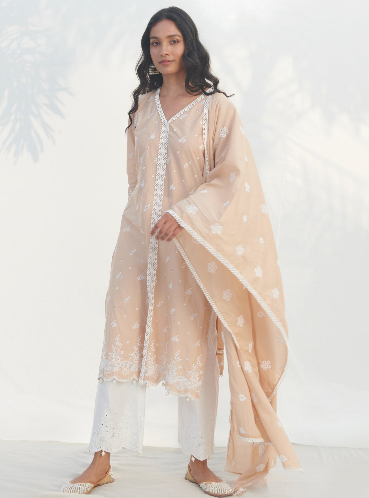 Mulmul Supima Cotton Parra Beige Dupatta