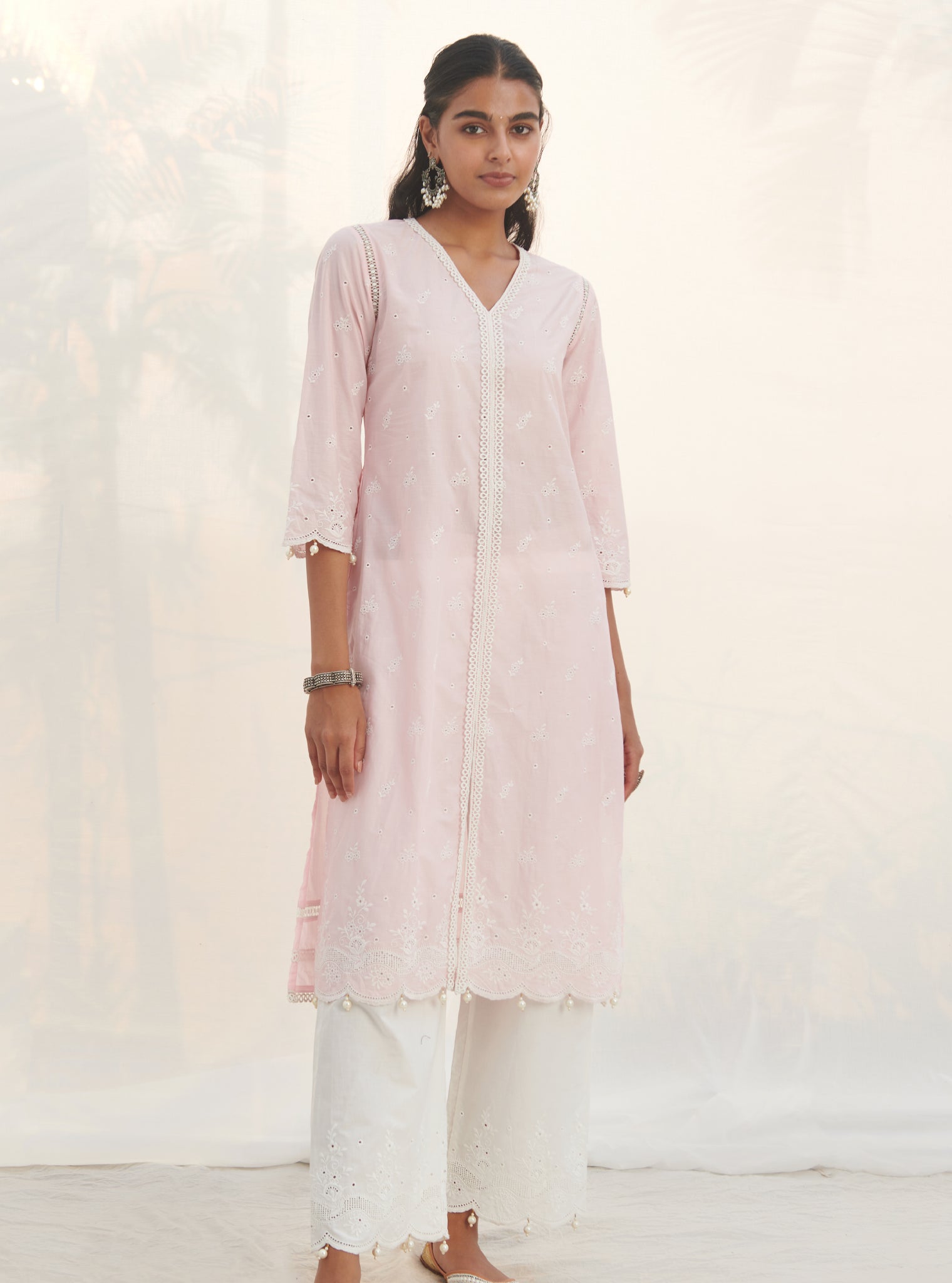 Mulmul Supima Cotton Revora Pink kurta