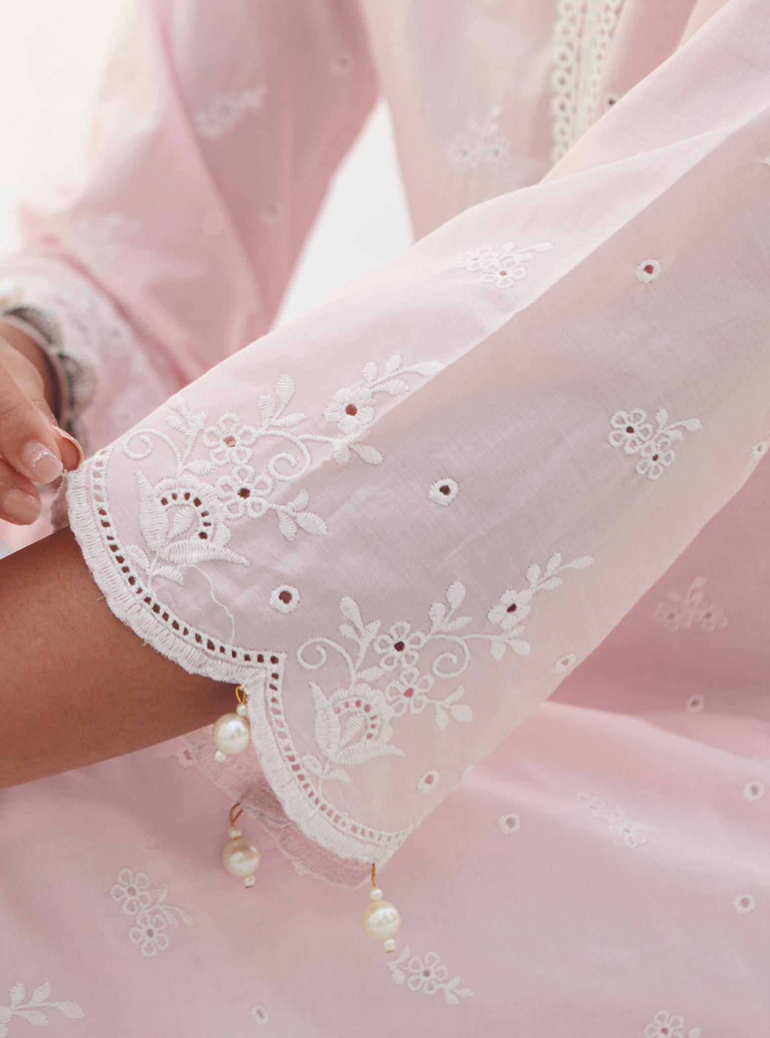 Mulmul Supima Cotton Revora Pink kurta