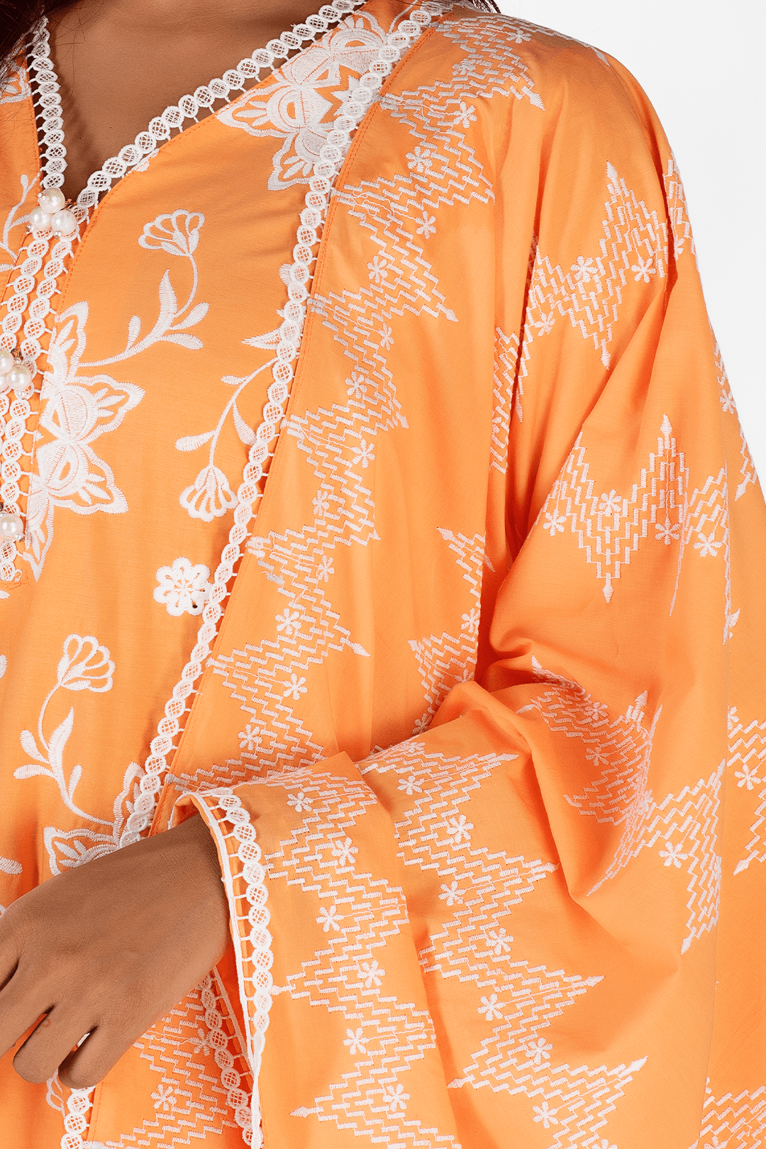 Mulmul Supima Cotton Aria Orange Dupatta