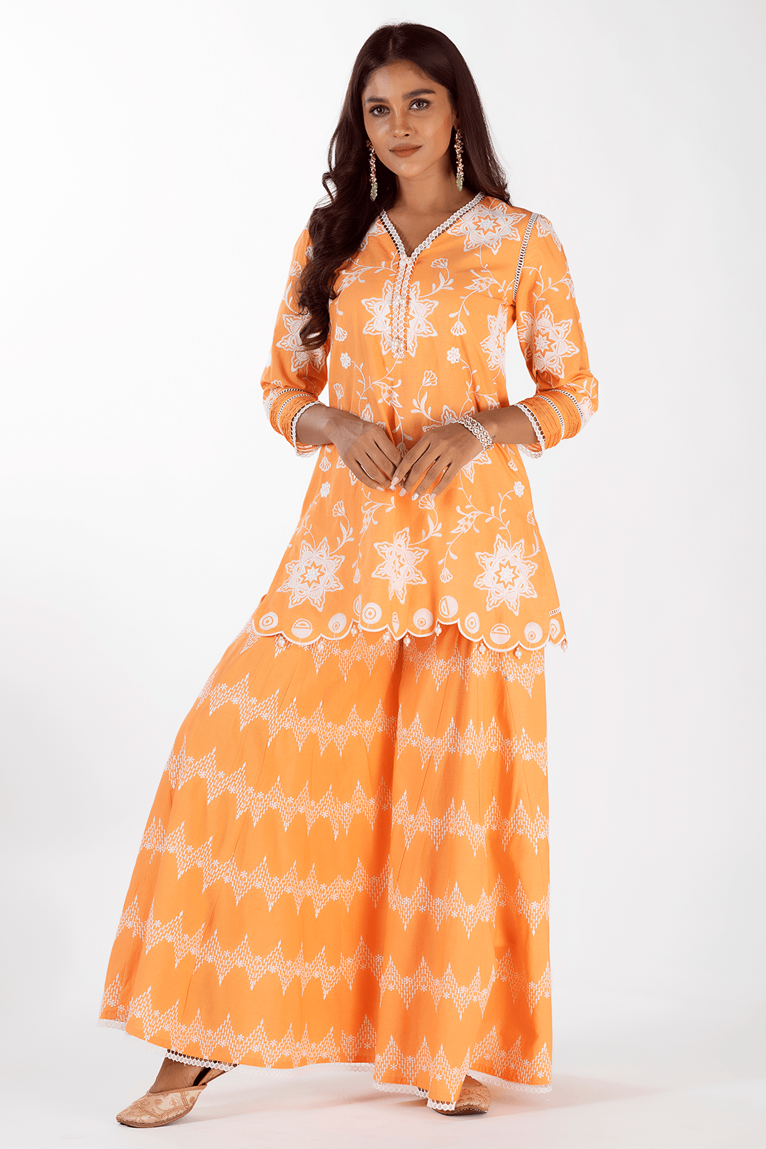 Mulmul Supima Cotton Riley Orange Kurta