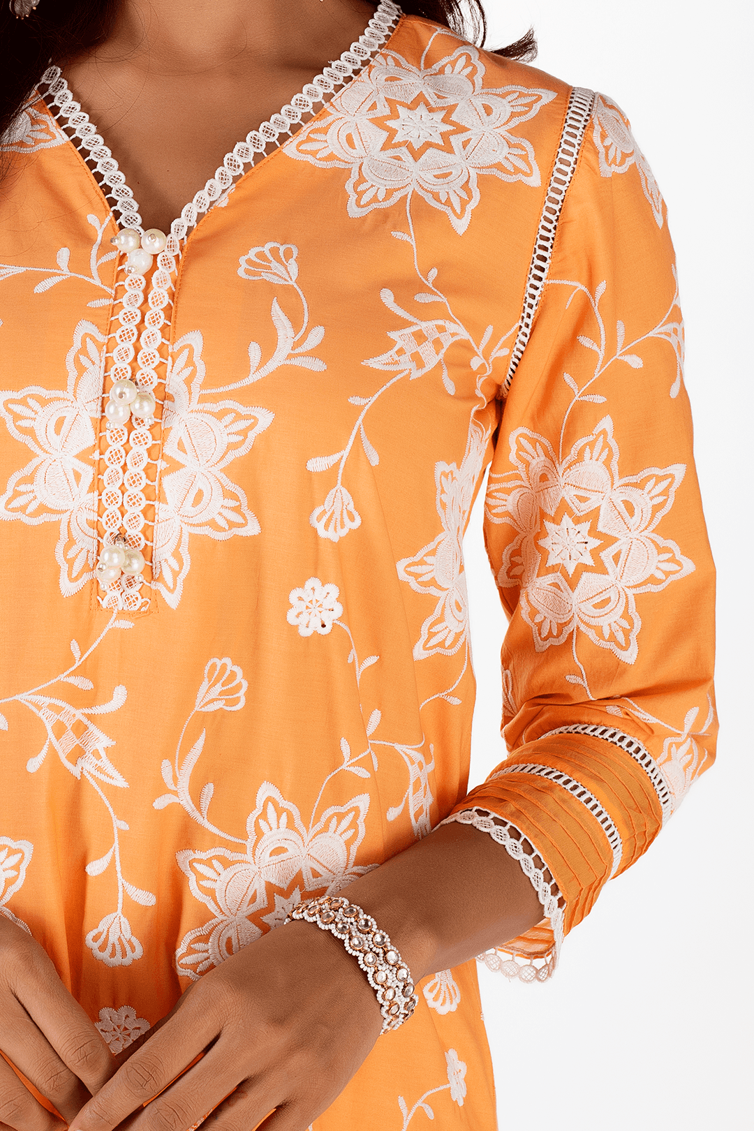 Mulmul Supima Cotton Riley Orange Kurta