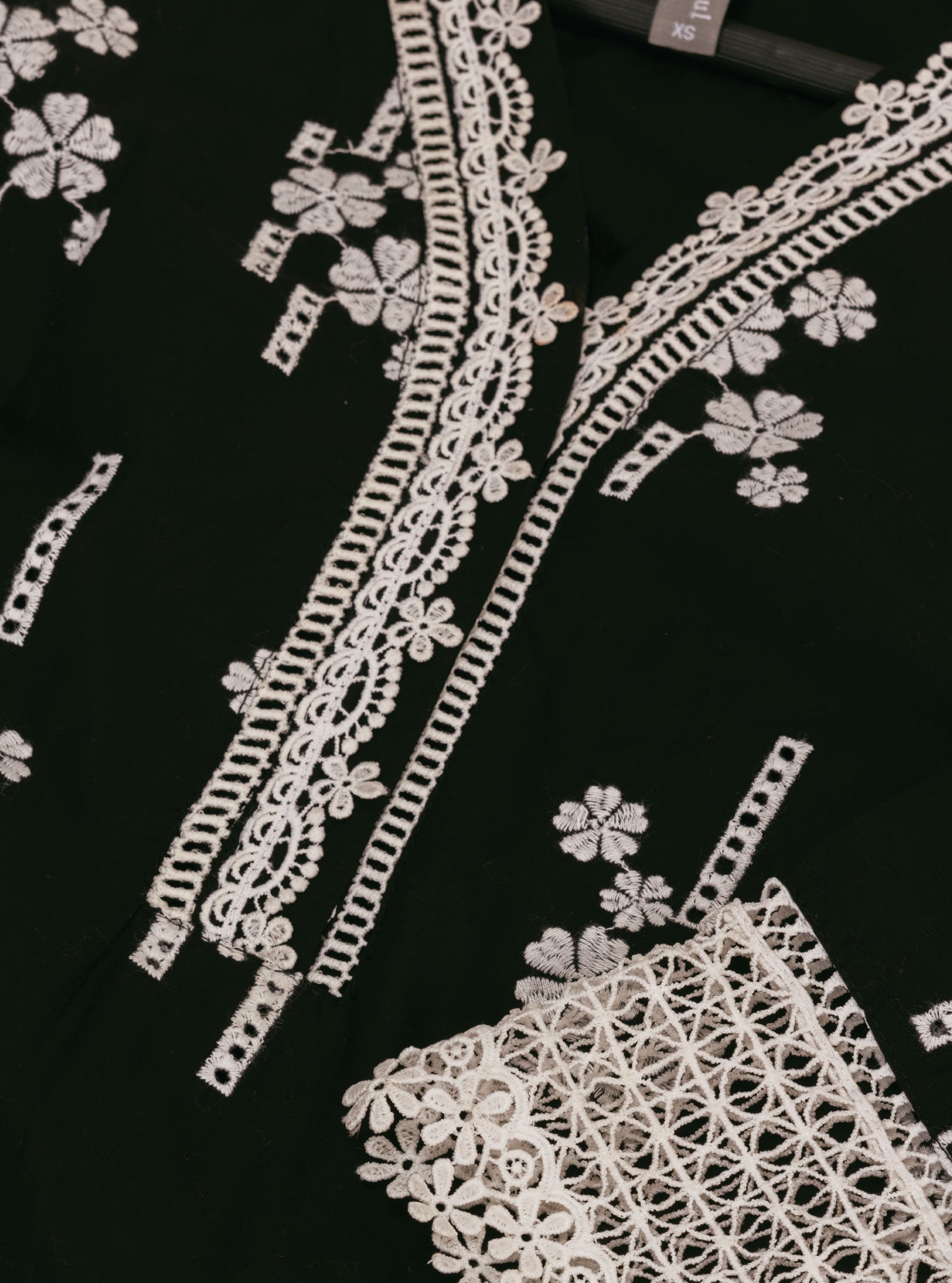 Mulmul Supima Cotton Riwa Black Kurta