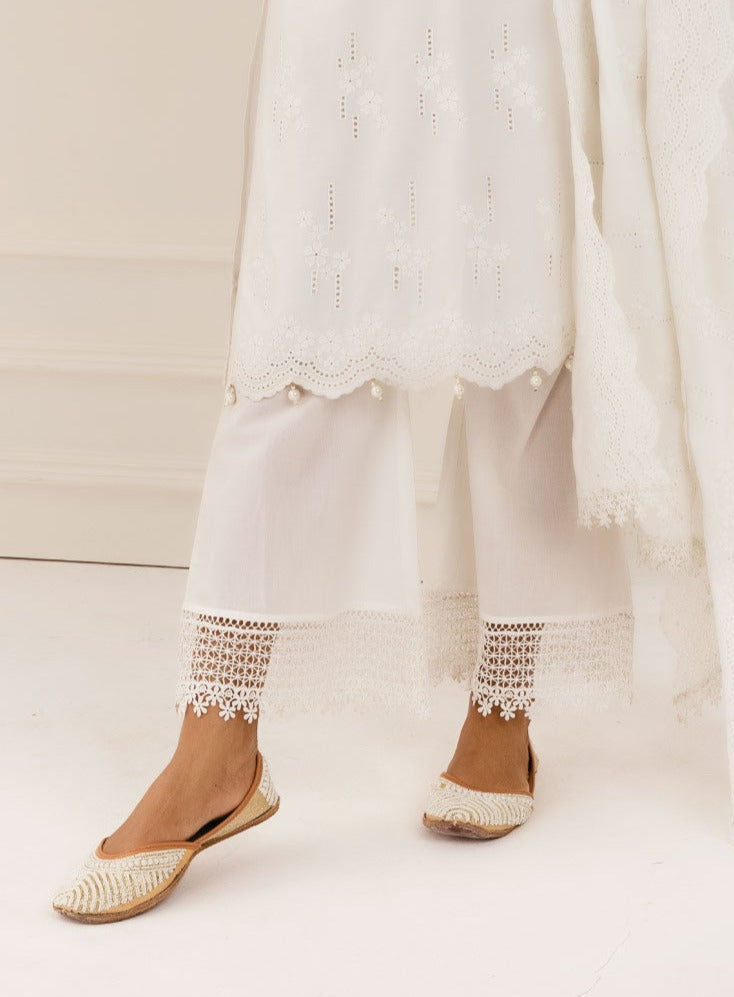 Mulmul Supima Cotton Riwa White Palazzo