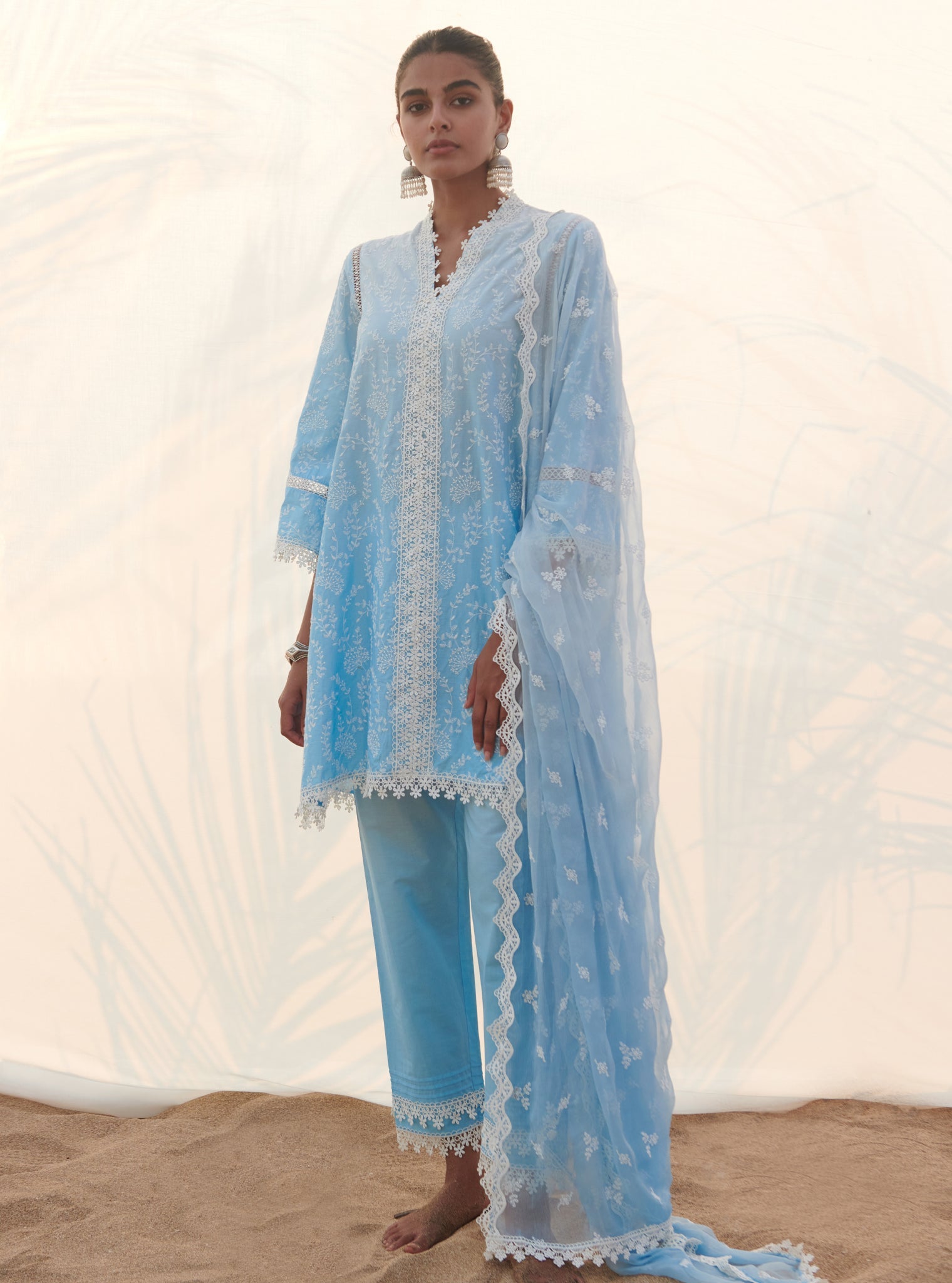 Mulmul Supima Cotton Mayem Blue Dupatta