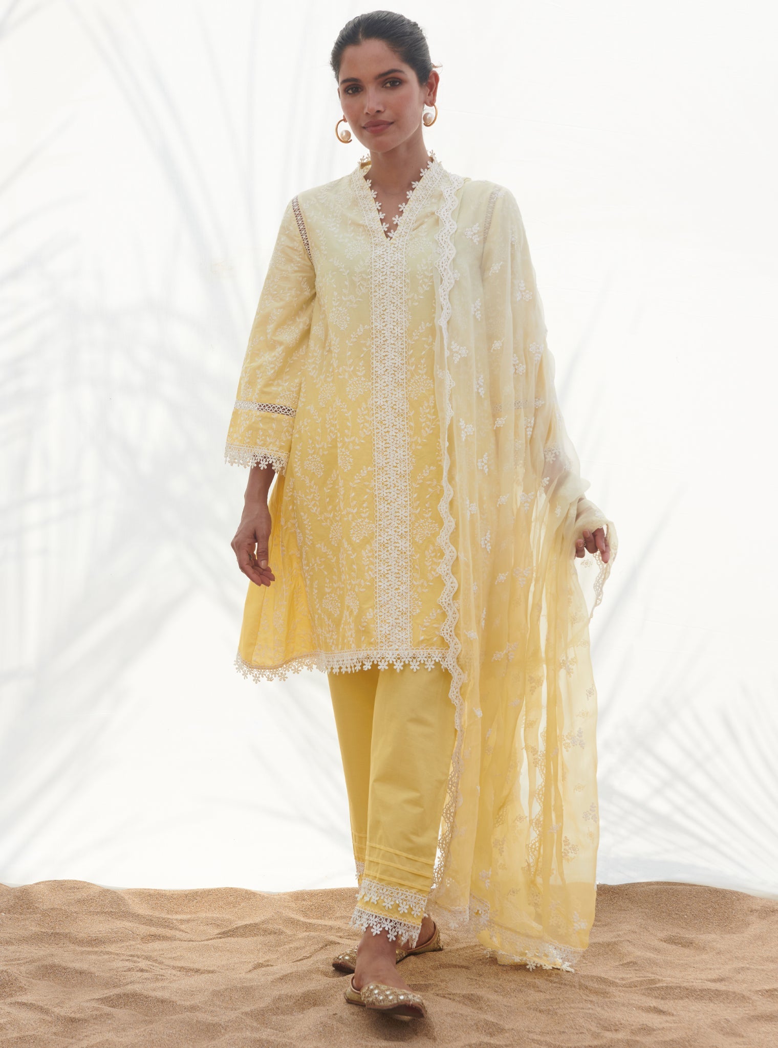 Mulmul Supima Cotton Mayem Yellow Dupatta