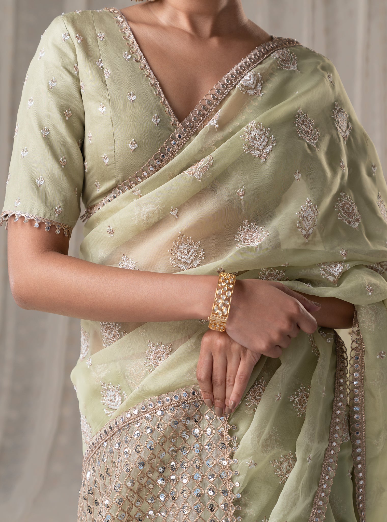 Savani Organza Green Saree