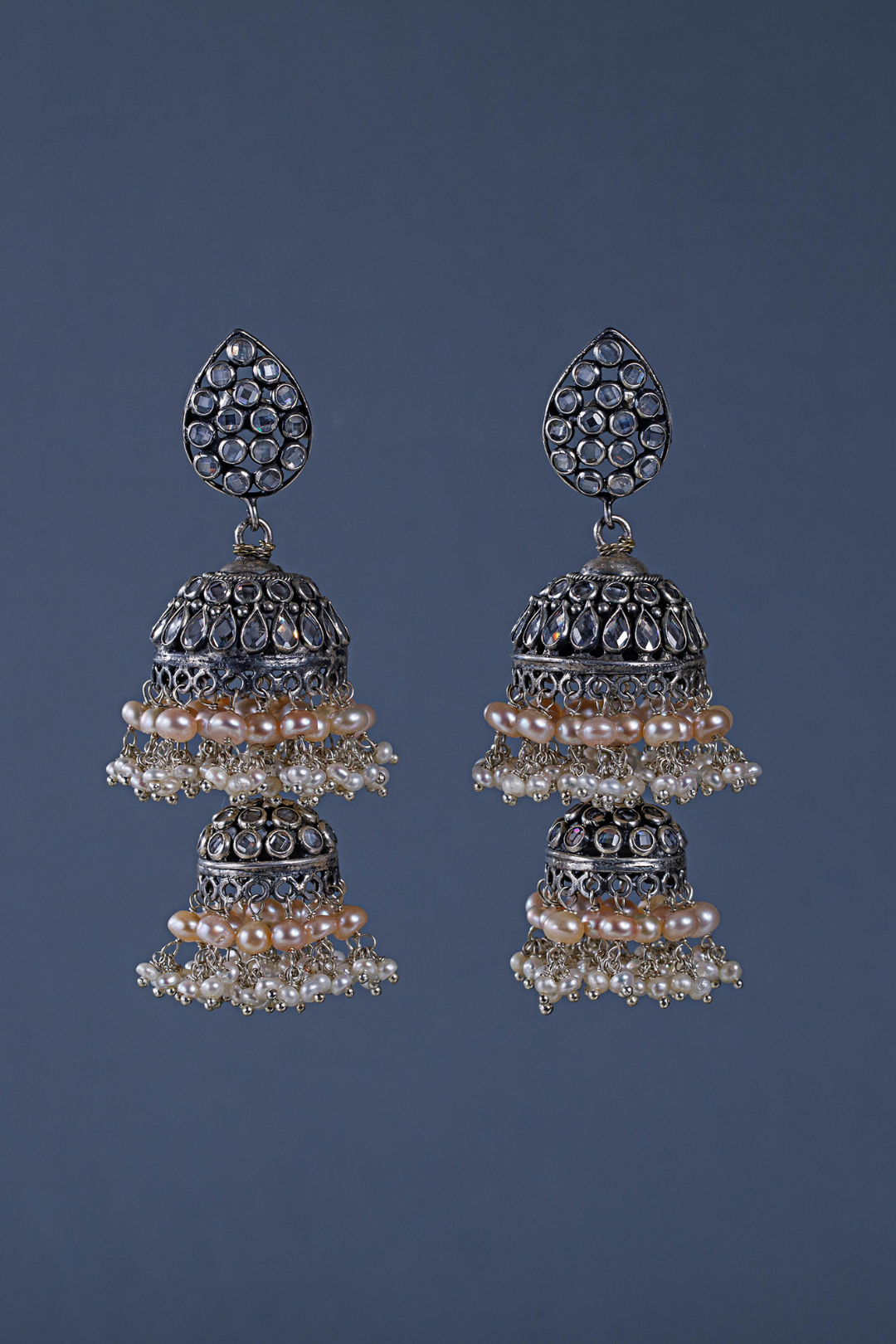 Pure Silver Leaf Dual Jhumkas