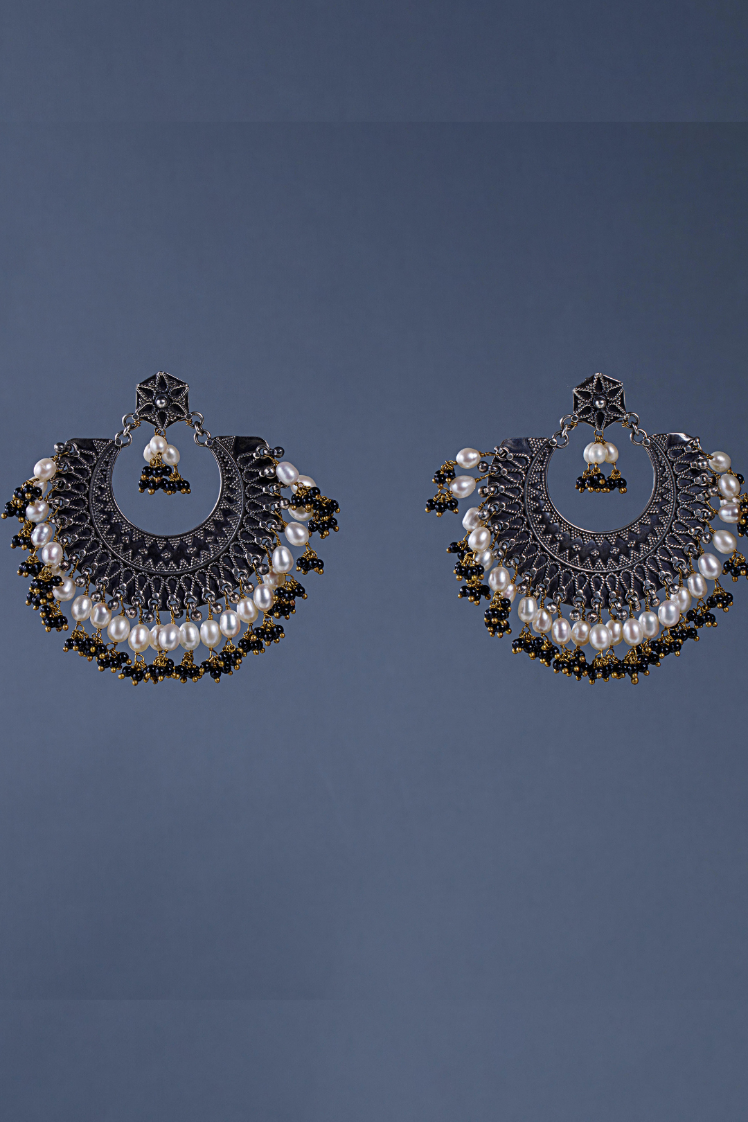 Pure Silver Midnight Zuhara Chandbalis