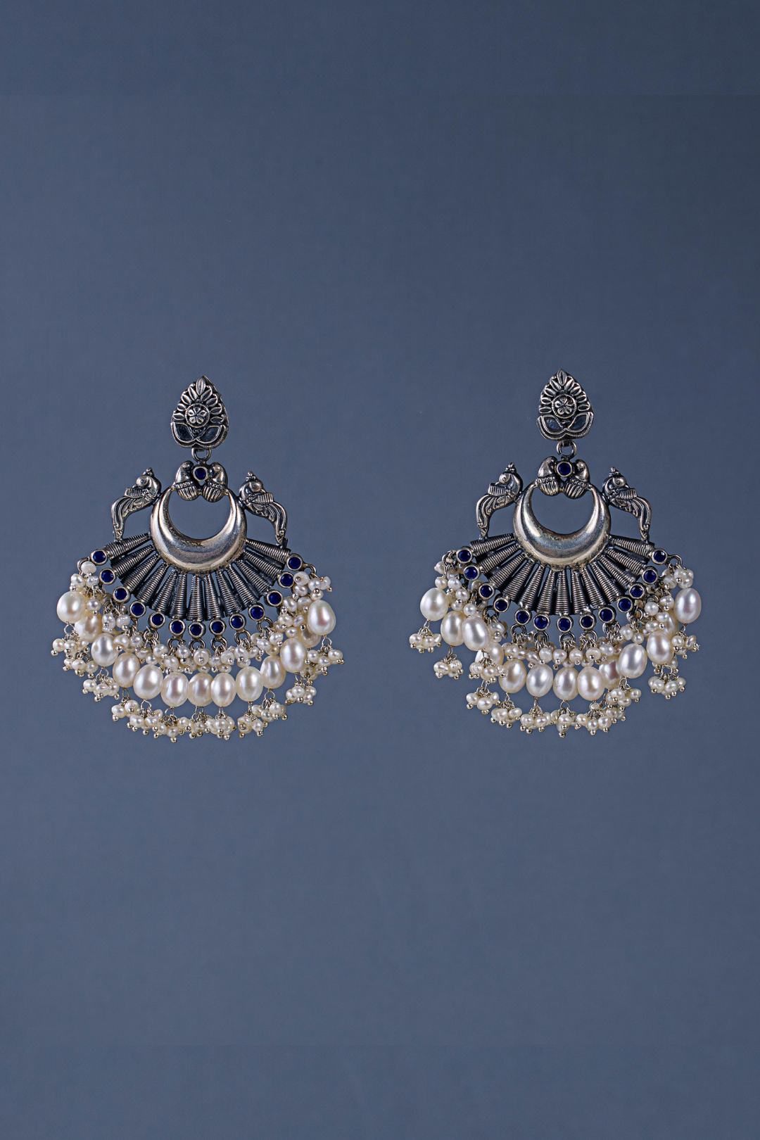 Pure Silver Mrinalini Green Onyx Earrings