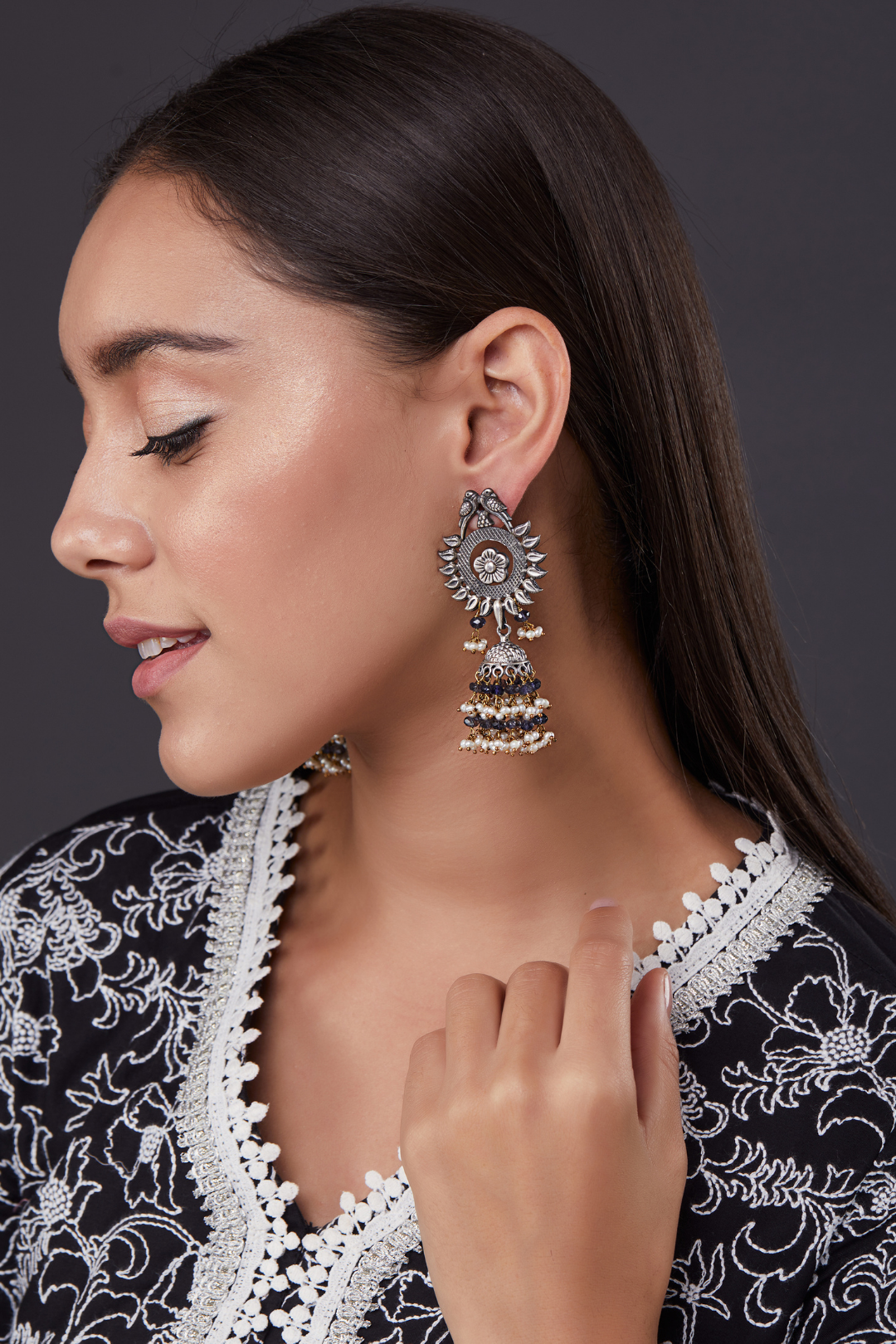 Pure Silver Parrot Kyanite Earrings