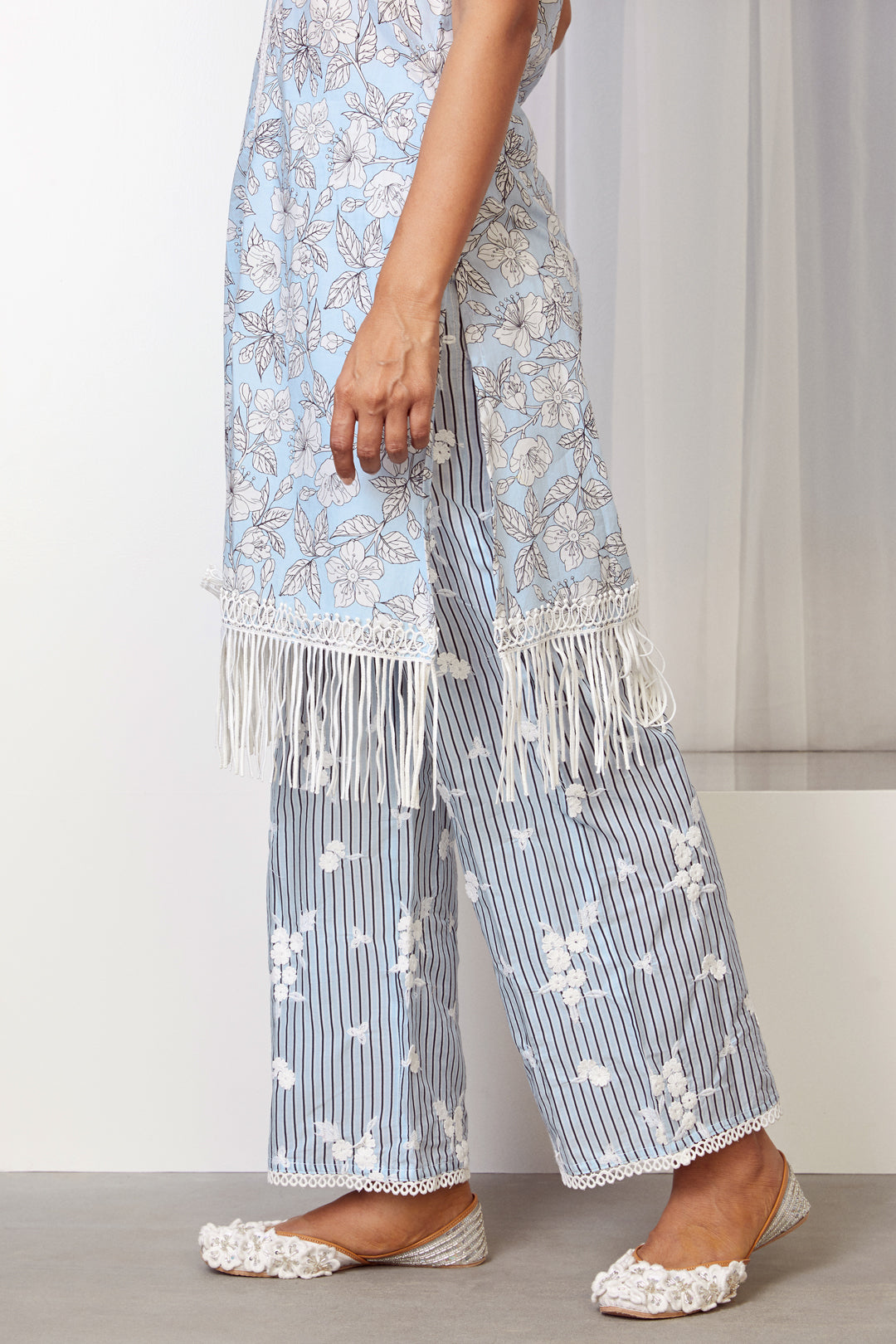 Mulmul Supima Cotton Salone Light Blue Palazzo