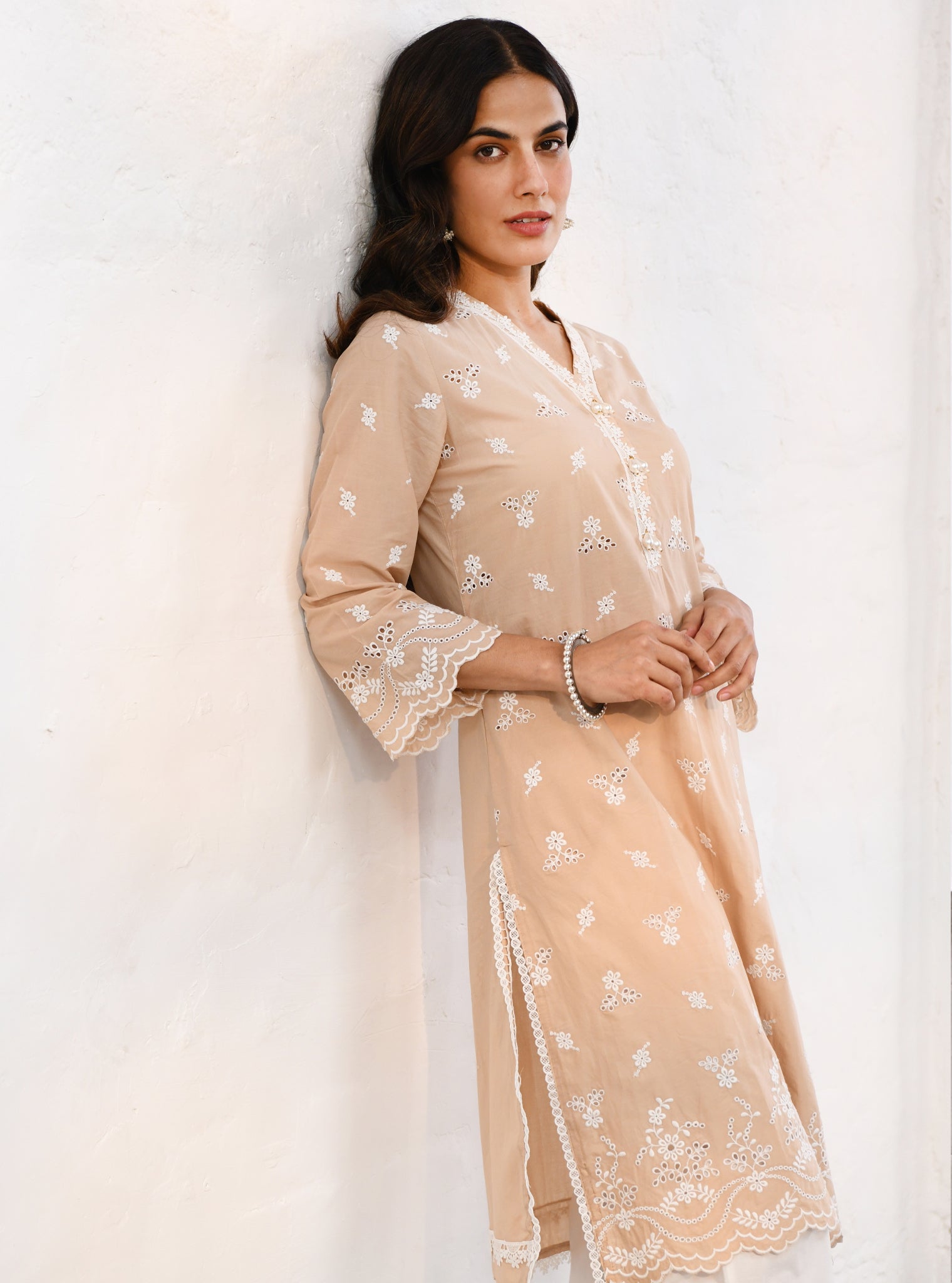 Mulmul Supima Cotton Satari Beige kurta