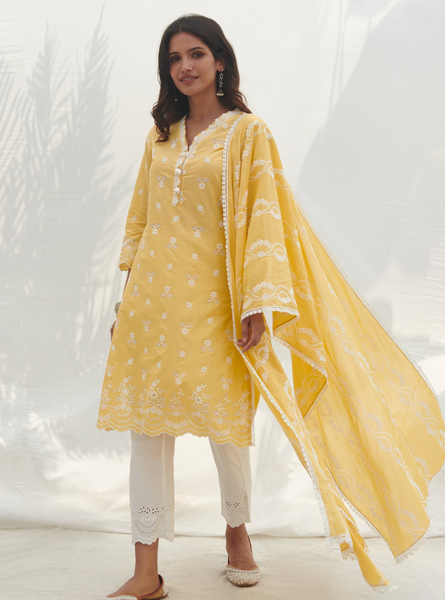 Mulmul Supima Cotton Anashi Yellow Dupatta