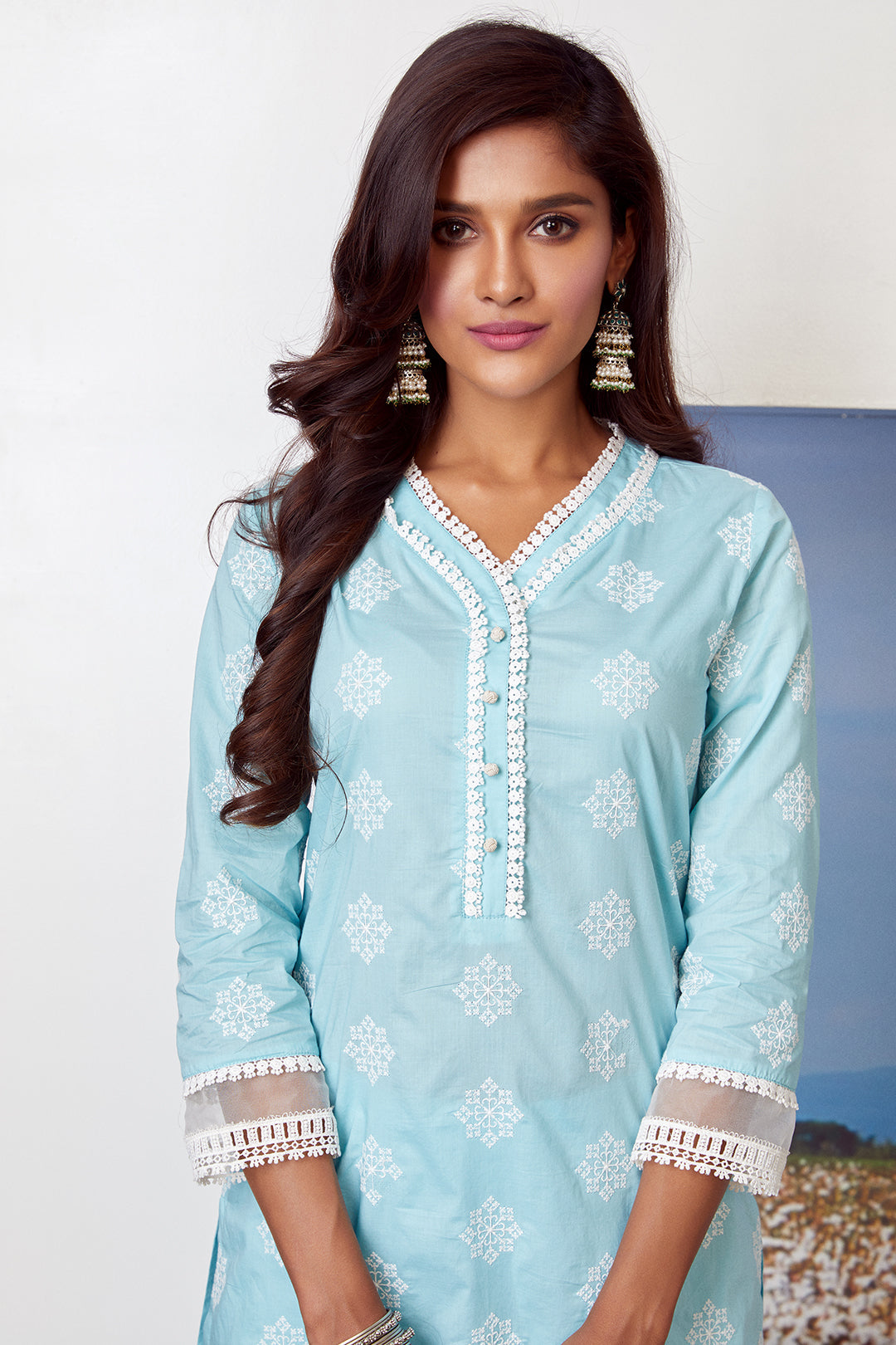 Mulmul Supima Cotton Snow Flake Kurta