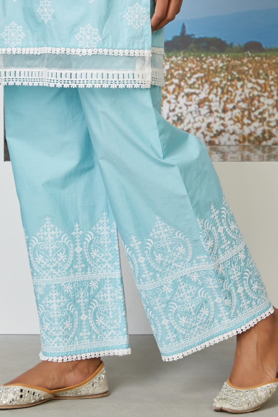 Mulmul Supima Cotton Snow Flake Palazzo