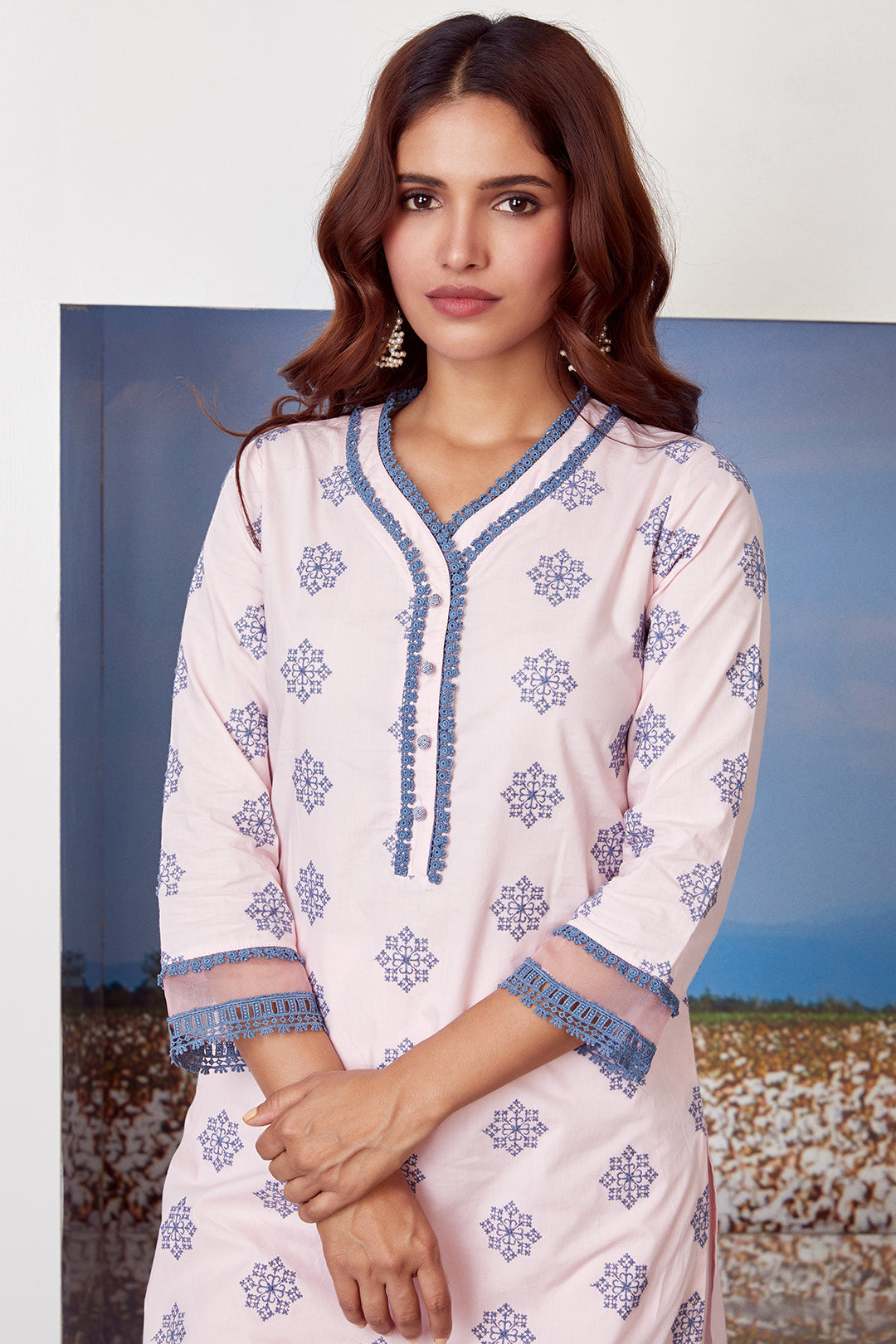 Mulmul Supima Cotton Snow Flake Kurta