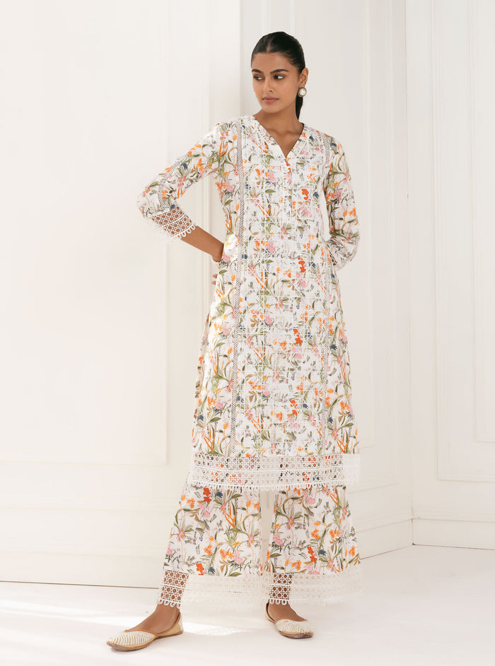 Mulmul Supima Cotton Stassie White Kurta