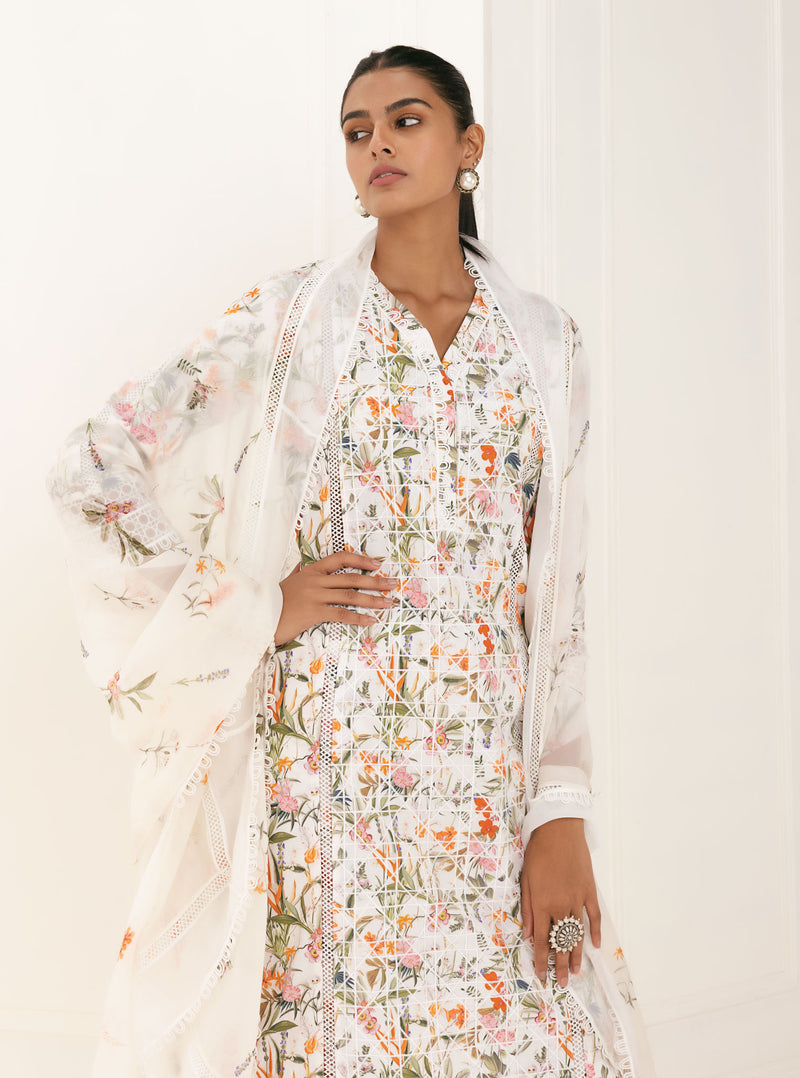 Mulmul Supima Cotton Stassie White Kurta