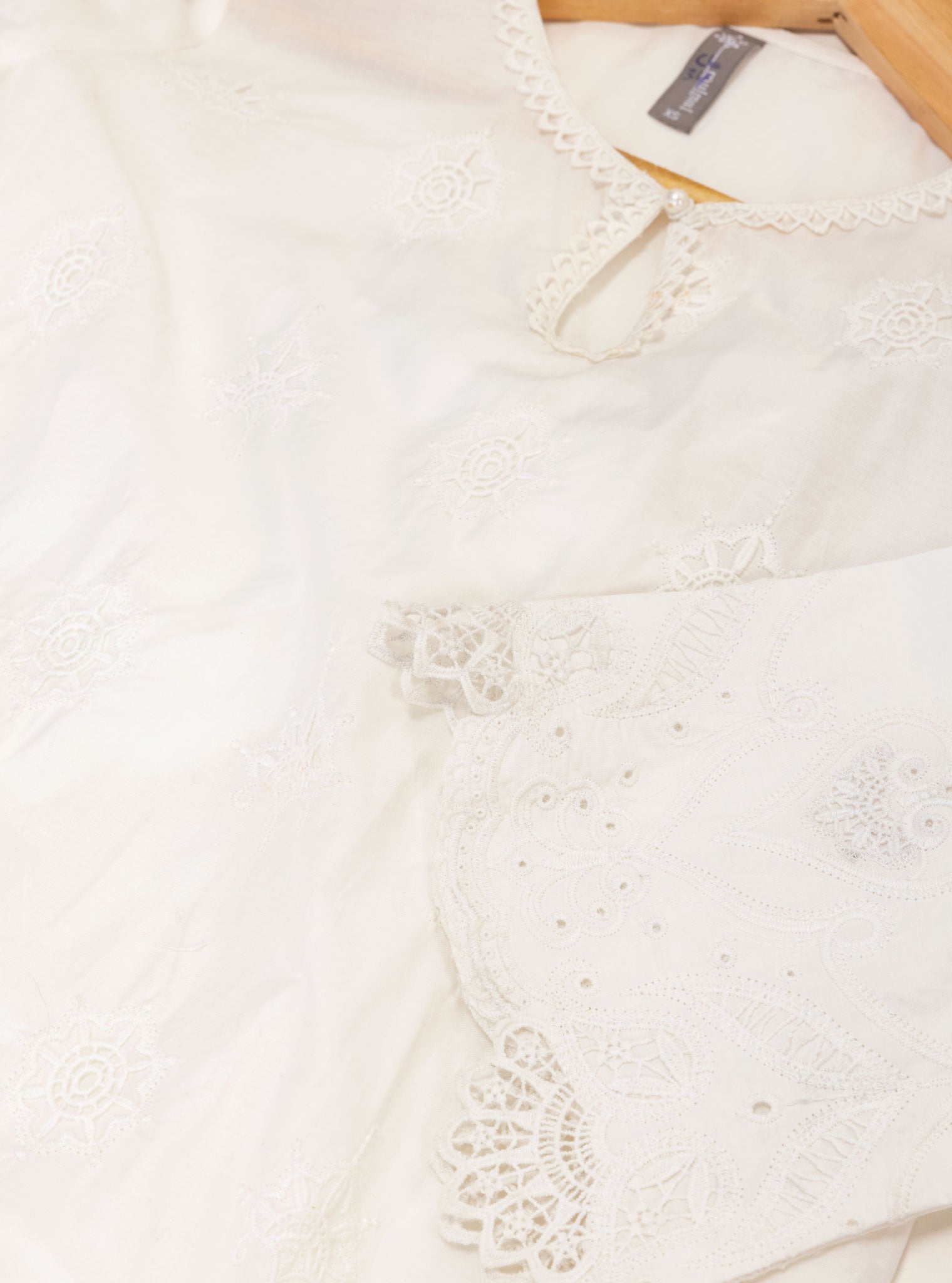 Mulmul Supima Cotton Tia White Kurta