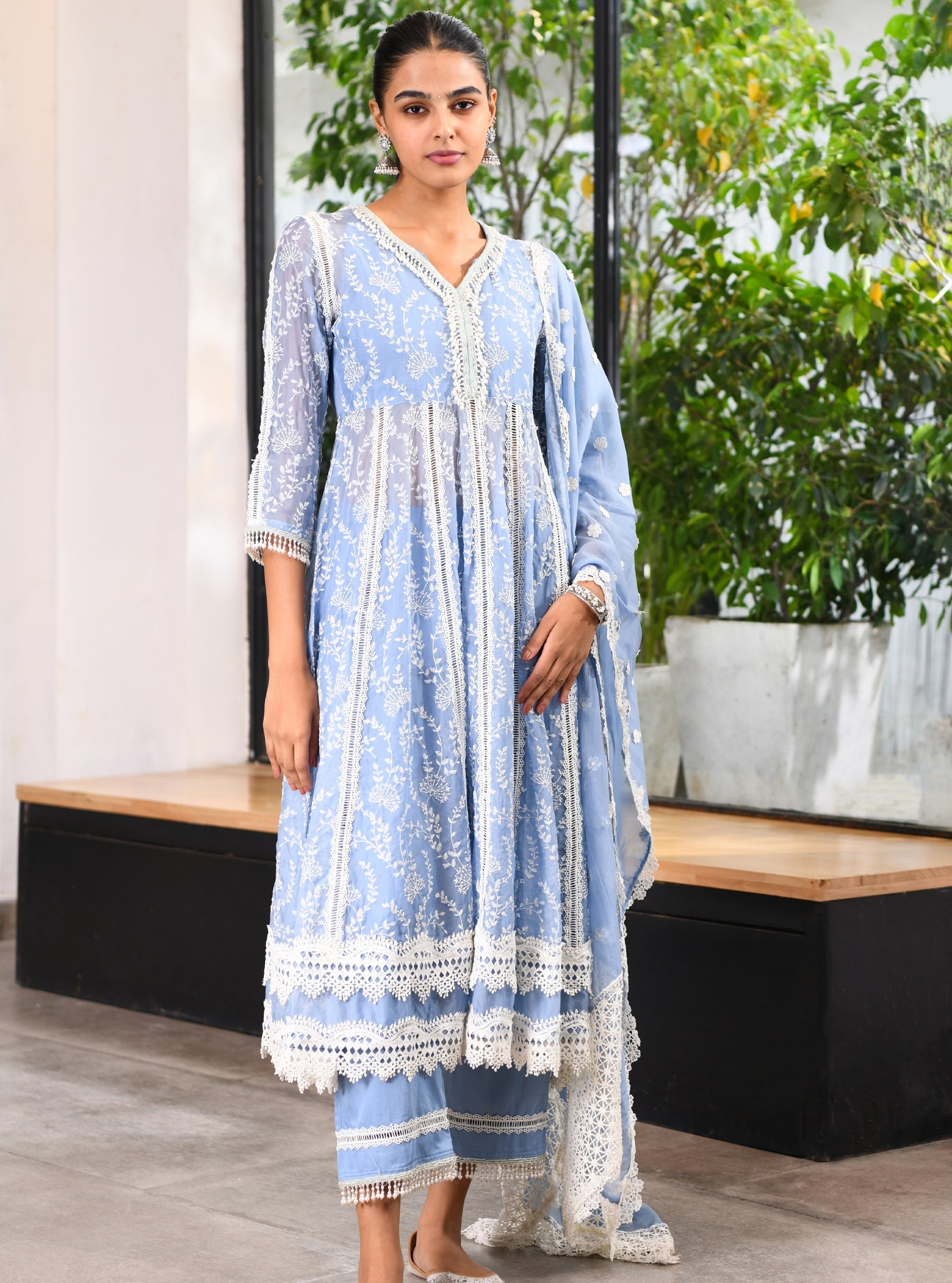 Twyla Organza Blue Kurta Set