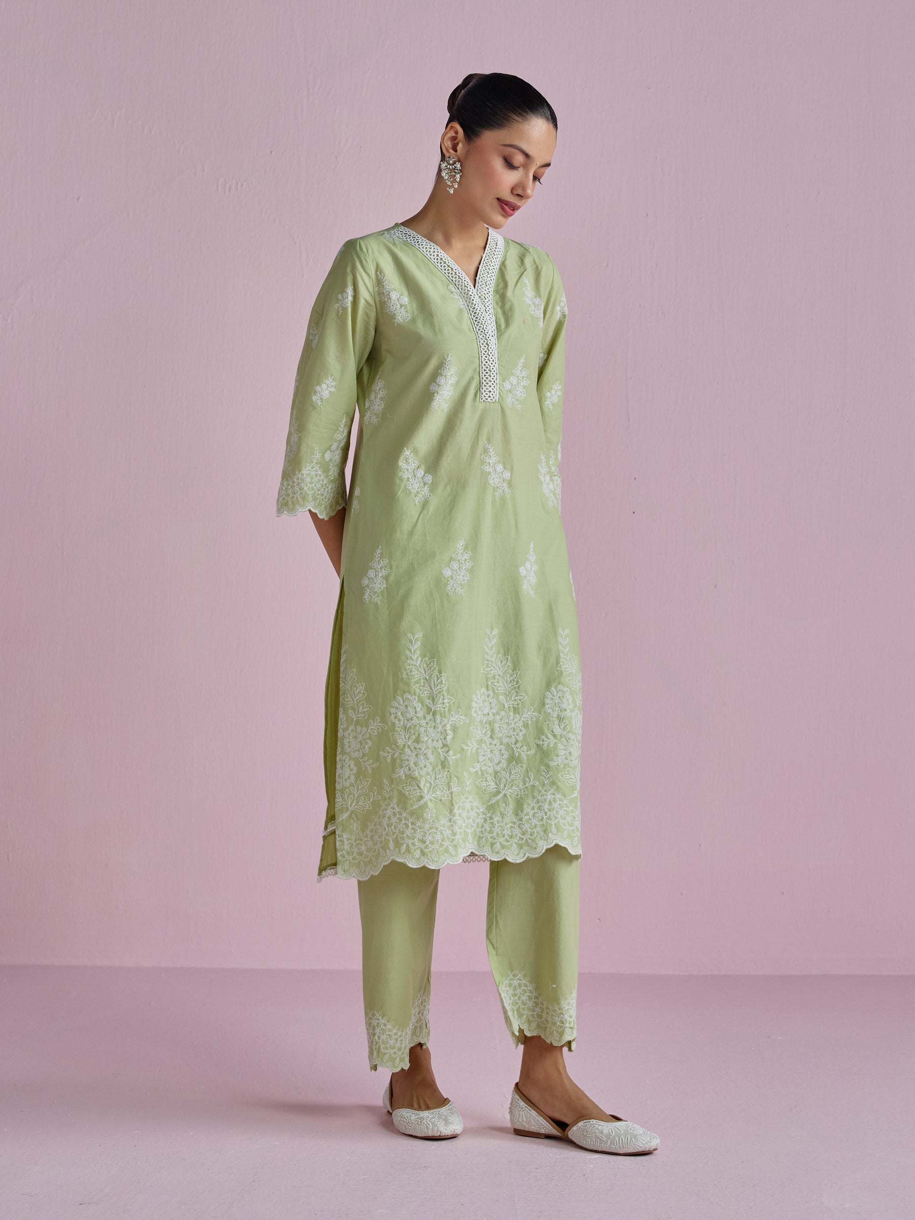 Moon light Supima Cotton Green Kurta Set