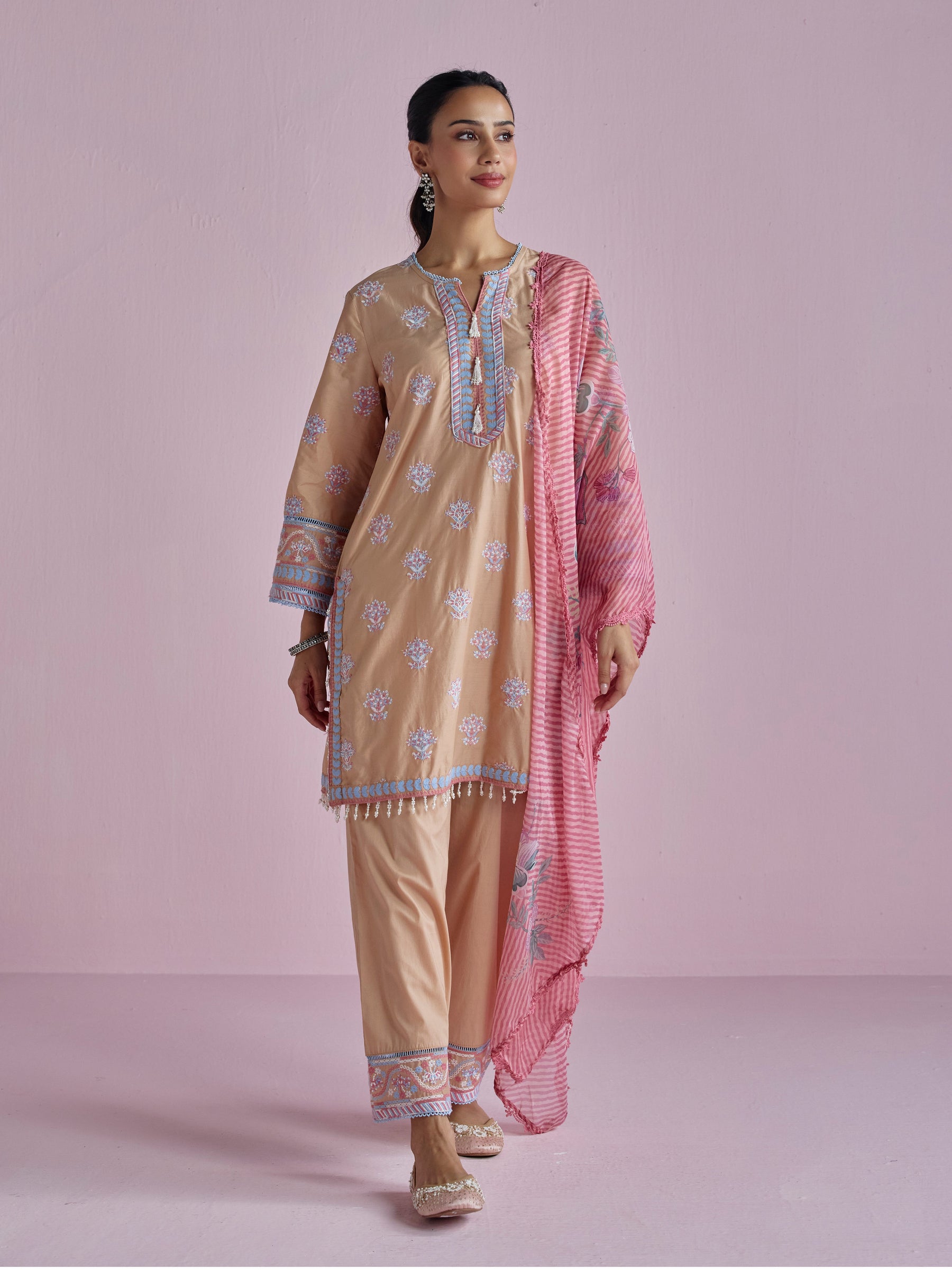 Amoli Supima Cotton Caramel Brown Kurta Set