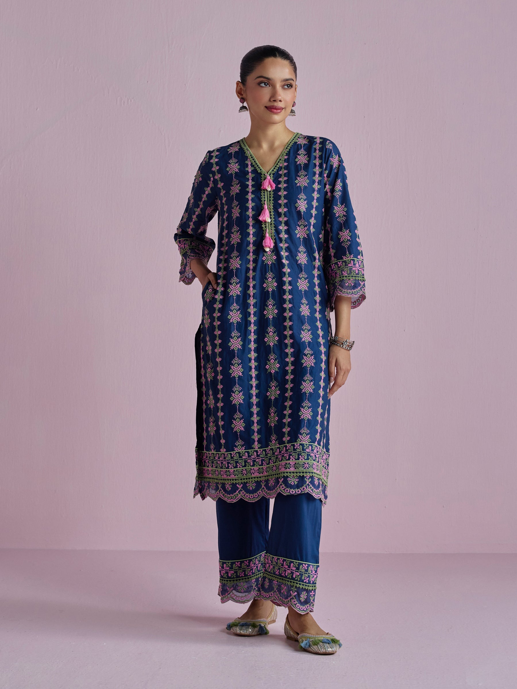 Mua Supima Cotton Navy Kurta Set