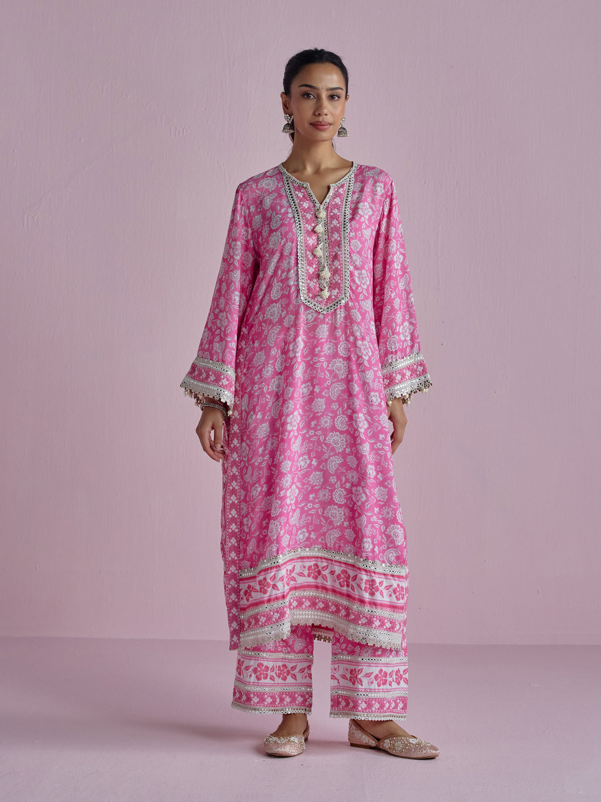 Ura Lawn Printed Pink Kurta Set