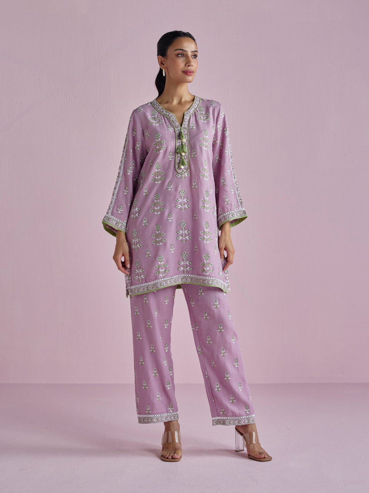 Zano Linen Lilac Kurta Set