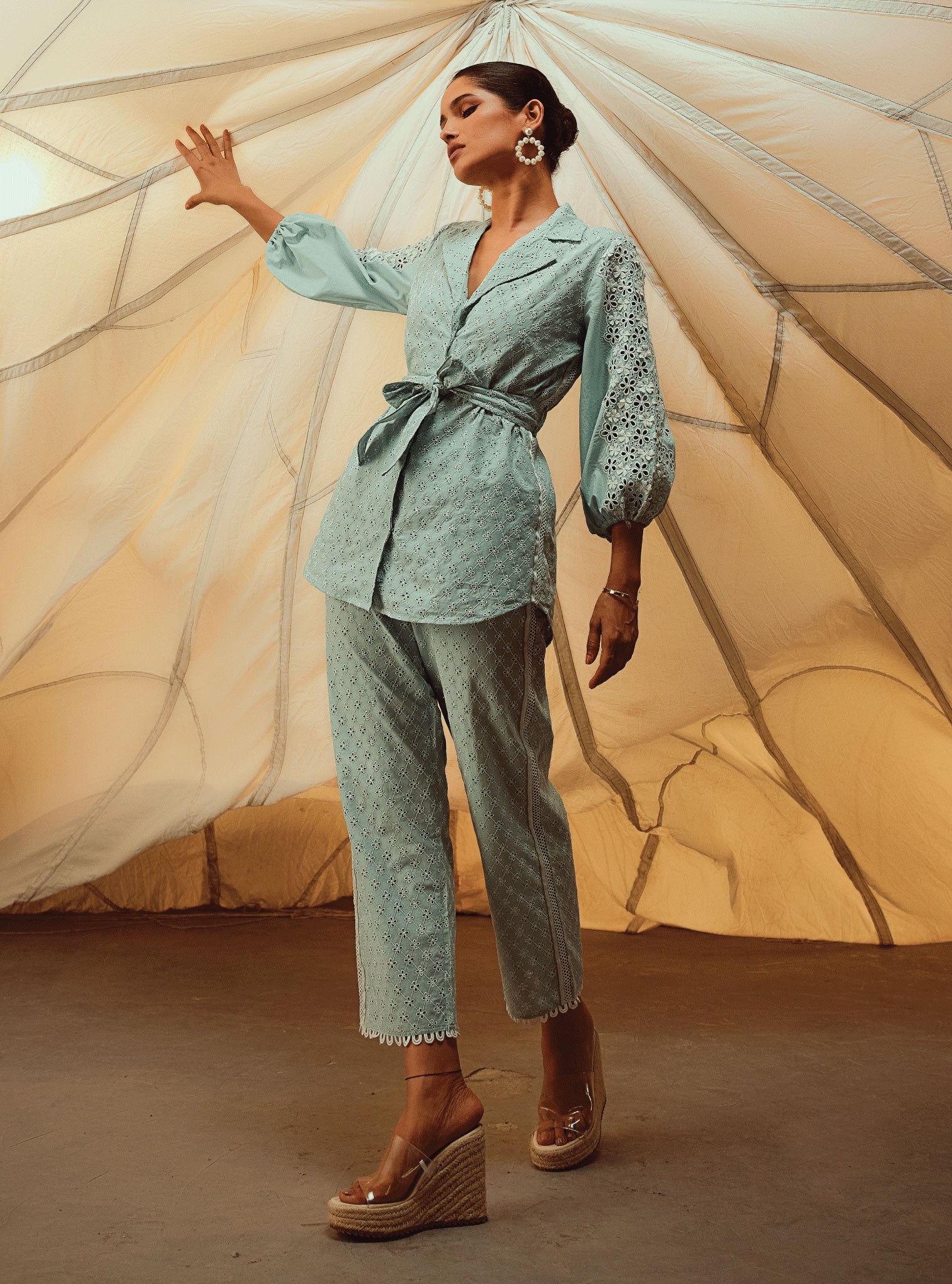 Flor Supima Cotton Light Blue Top with Pant Set