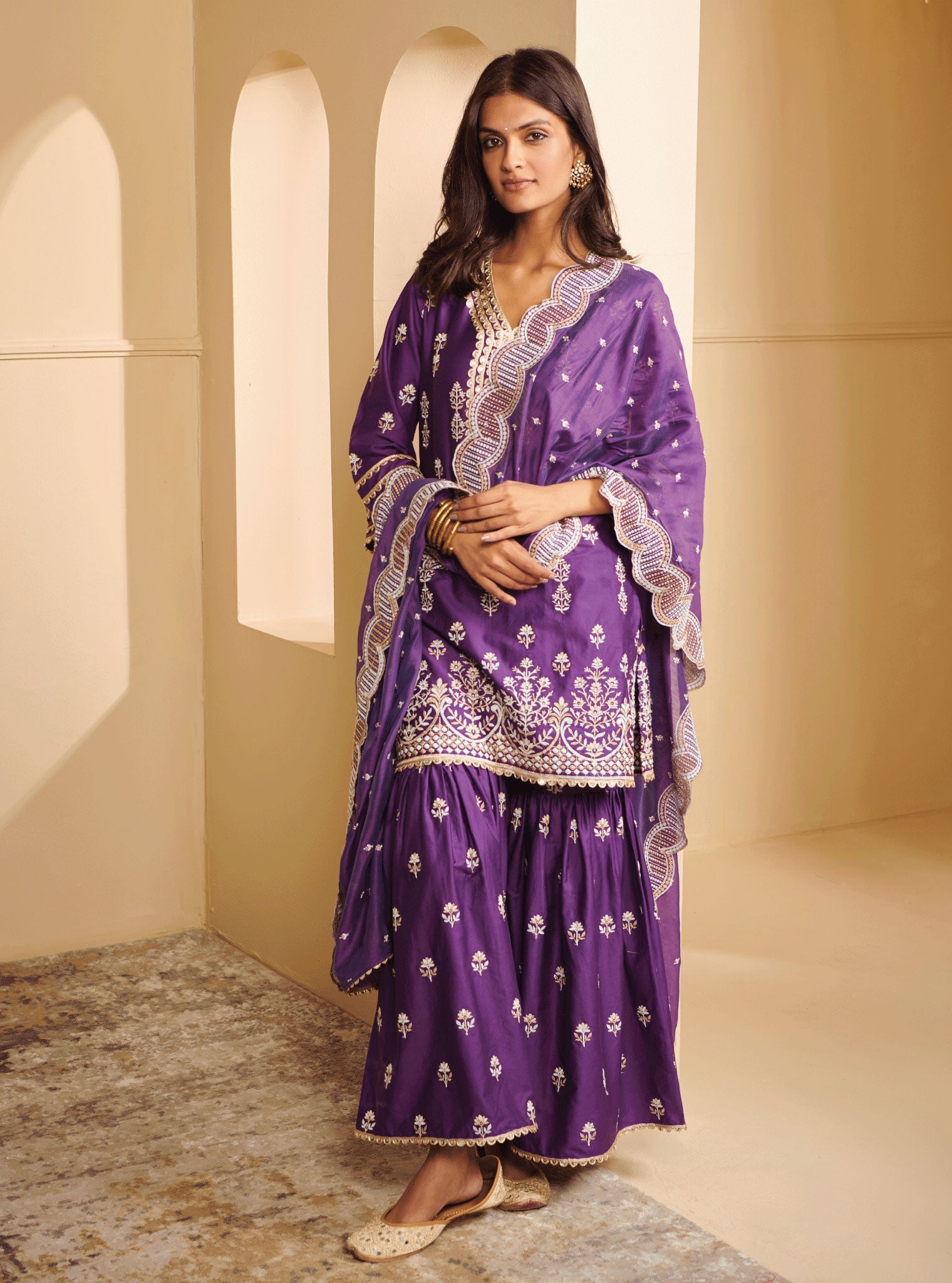 Mulmul Supima Cotton Mahi Purple Dupatta