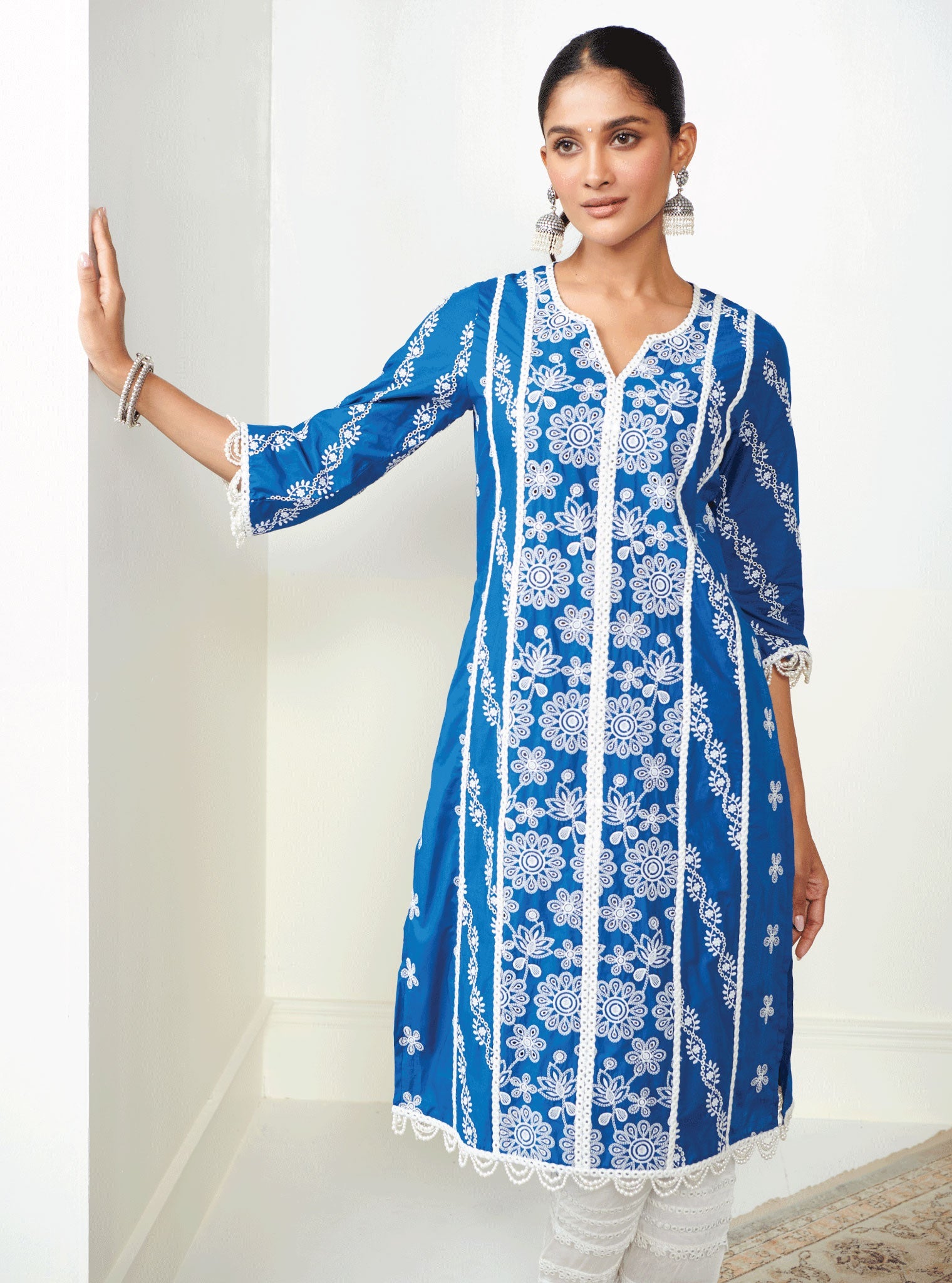 Cara Supima Cotton Navy Kurta Set