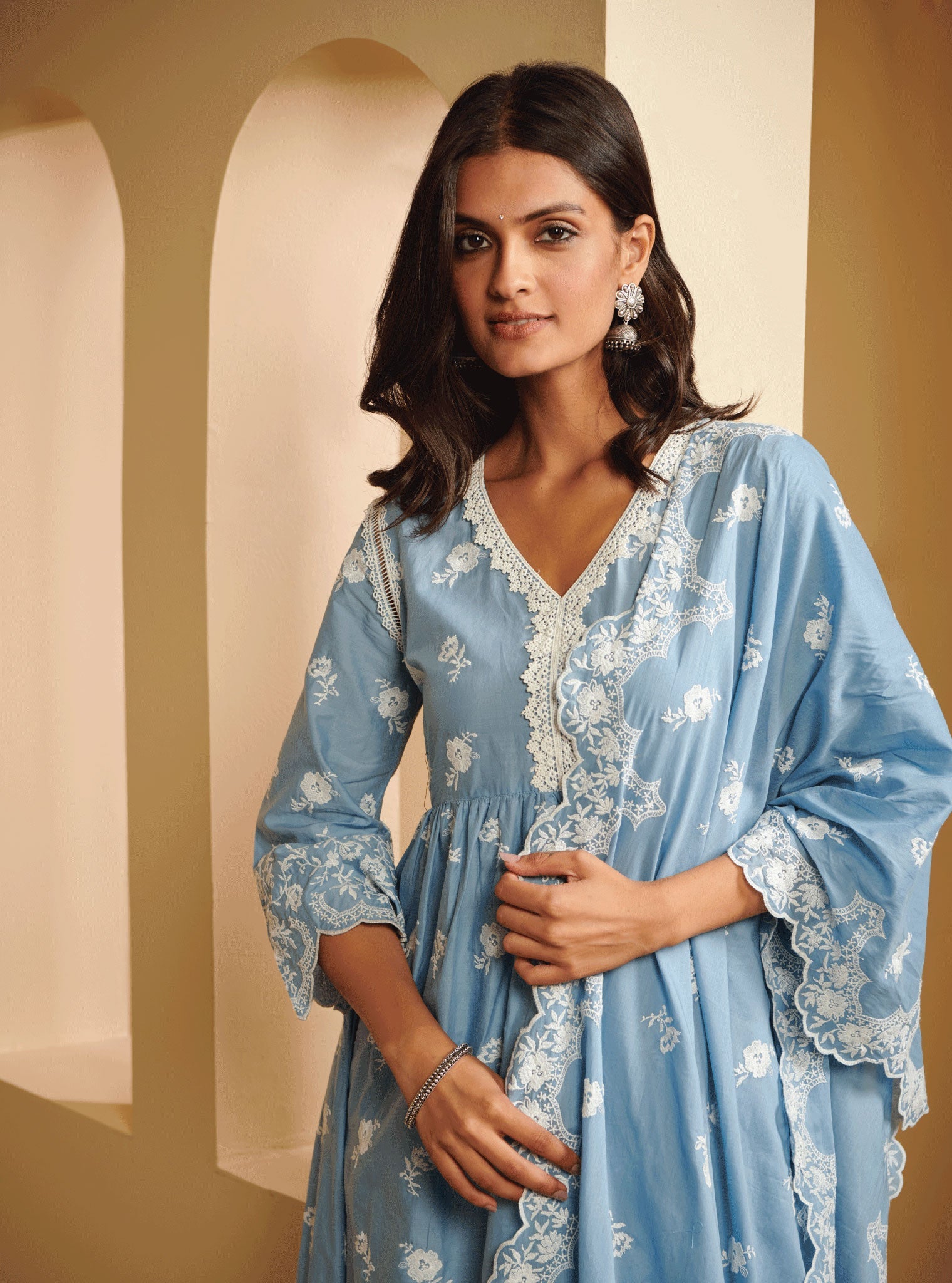 Mulmul Supima Cotton Sirsi Blue Dupatta