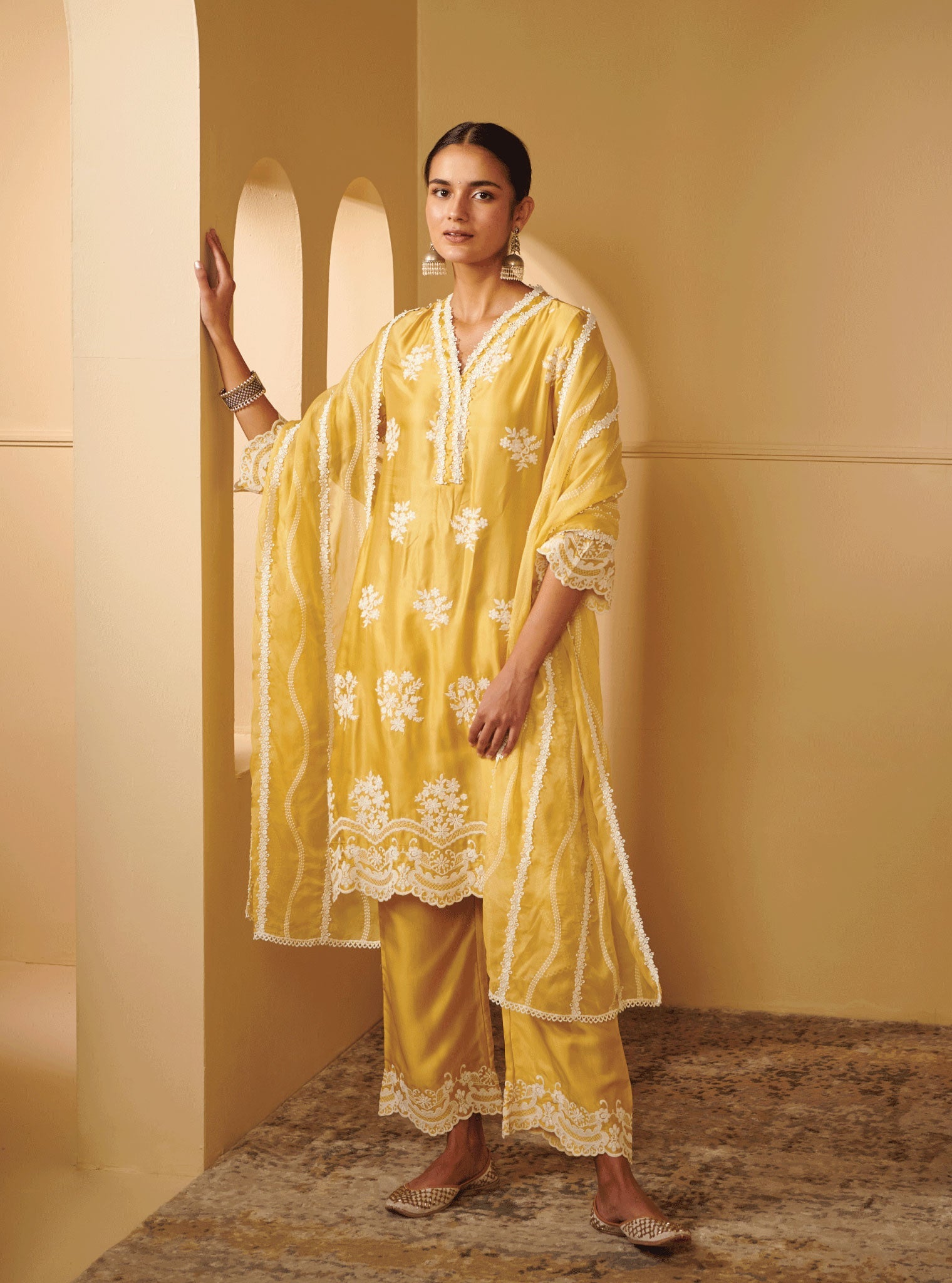 Mulmul Ida Yellow dupatta