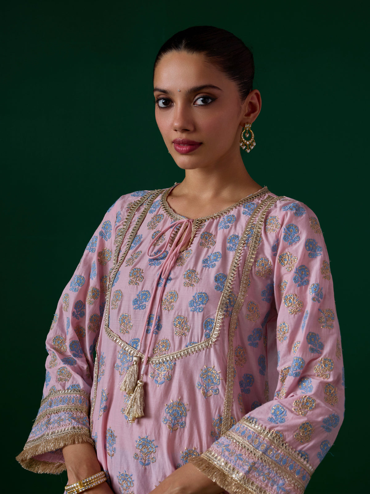 Aphinya Supima Cotton Pink Kurta Set