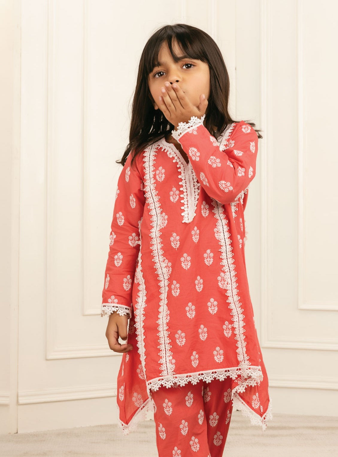 Mulmul Supima Cotton Amaris Red Kurta